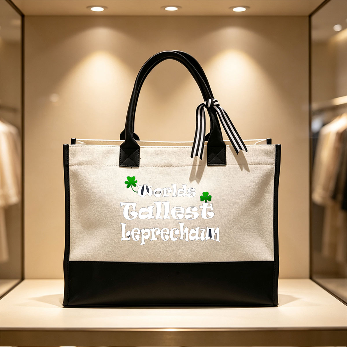 Worlds Tallest Leprechaun - Canvas patchwork gift tote bag