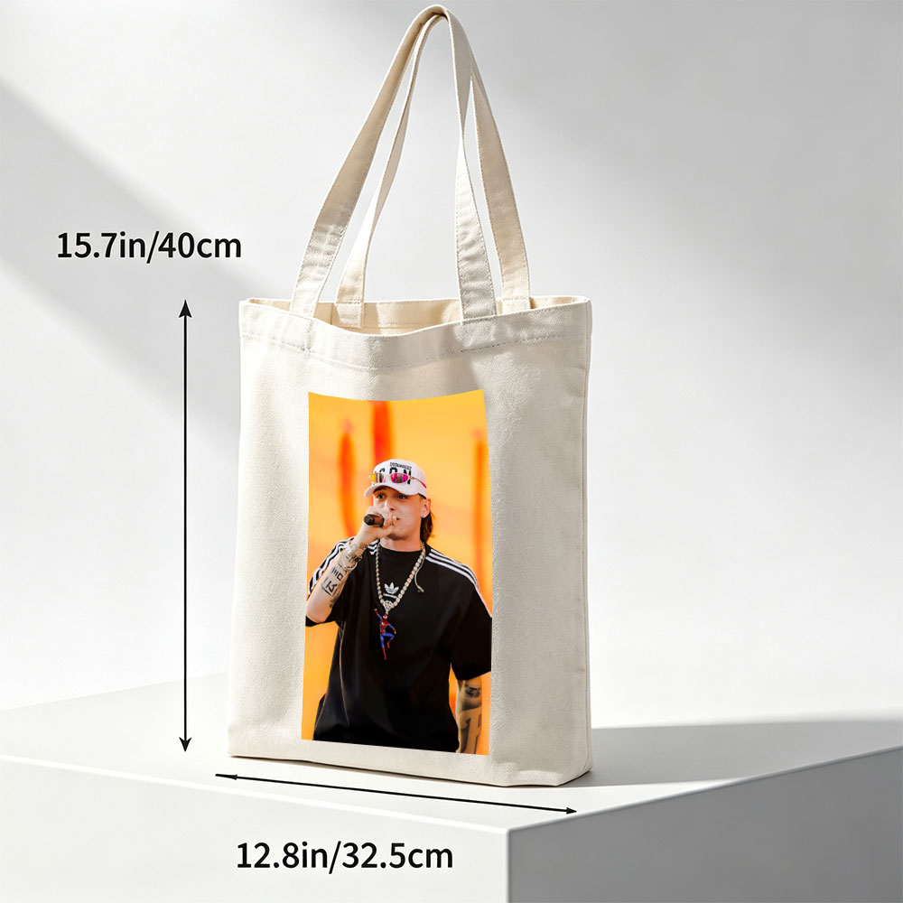 Machine Gun Kelly Performing on Stage Wearing a DSQUARED2 Cap and Spider-Man Pendant Necklace - Canvas tote bags
