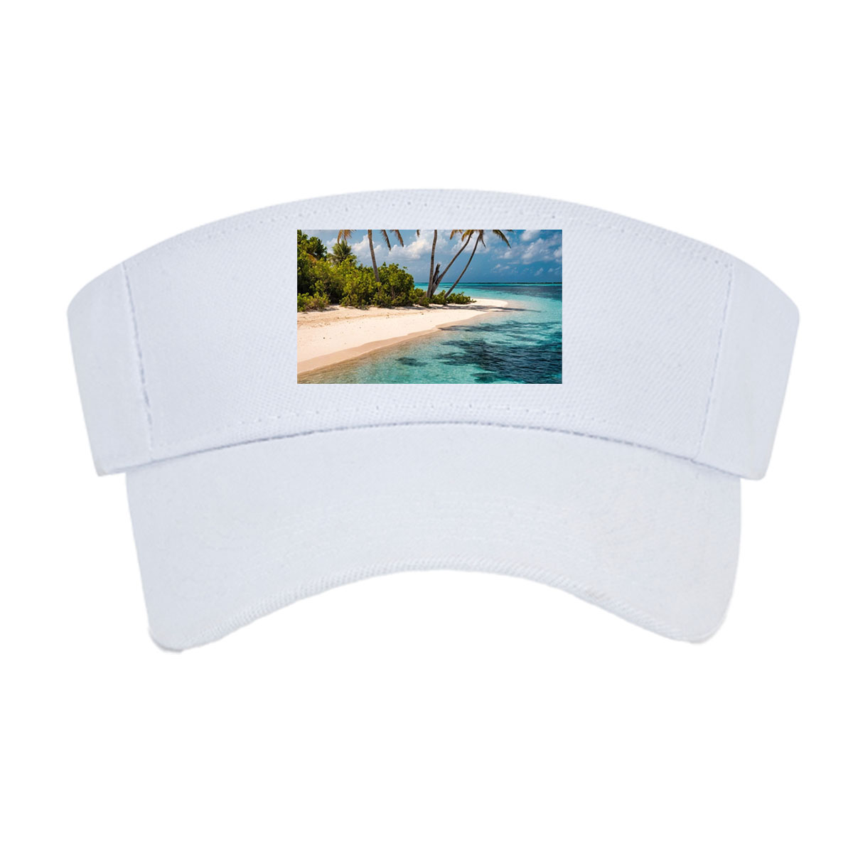 Tropical Beach with Palm Trees and Crystal Clear Water -  Visor cap