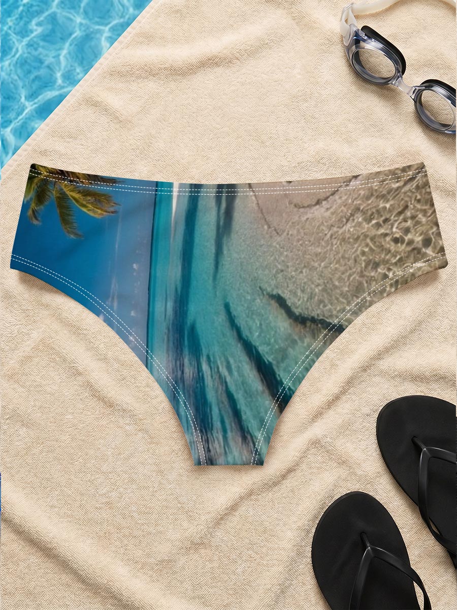Crystal Clear Waters and Palm Trees on a Tropical Beach -  Men's swim trunks
