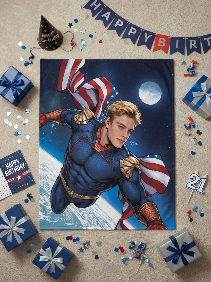 Custom Photo Superhero Flannel Fleece Blanket Personalized Face Portrait Warm Throw for Bed Sofa and Unique Gift