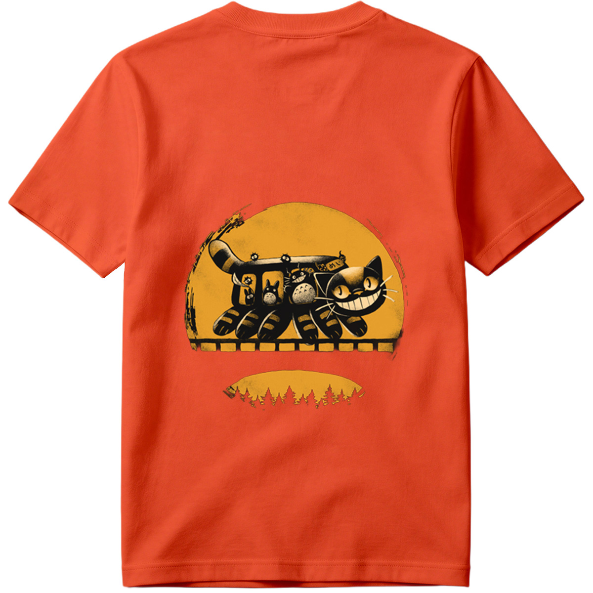 Catbus and Totoro on a Moonlit Journey - Tee