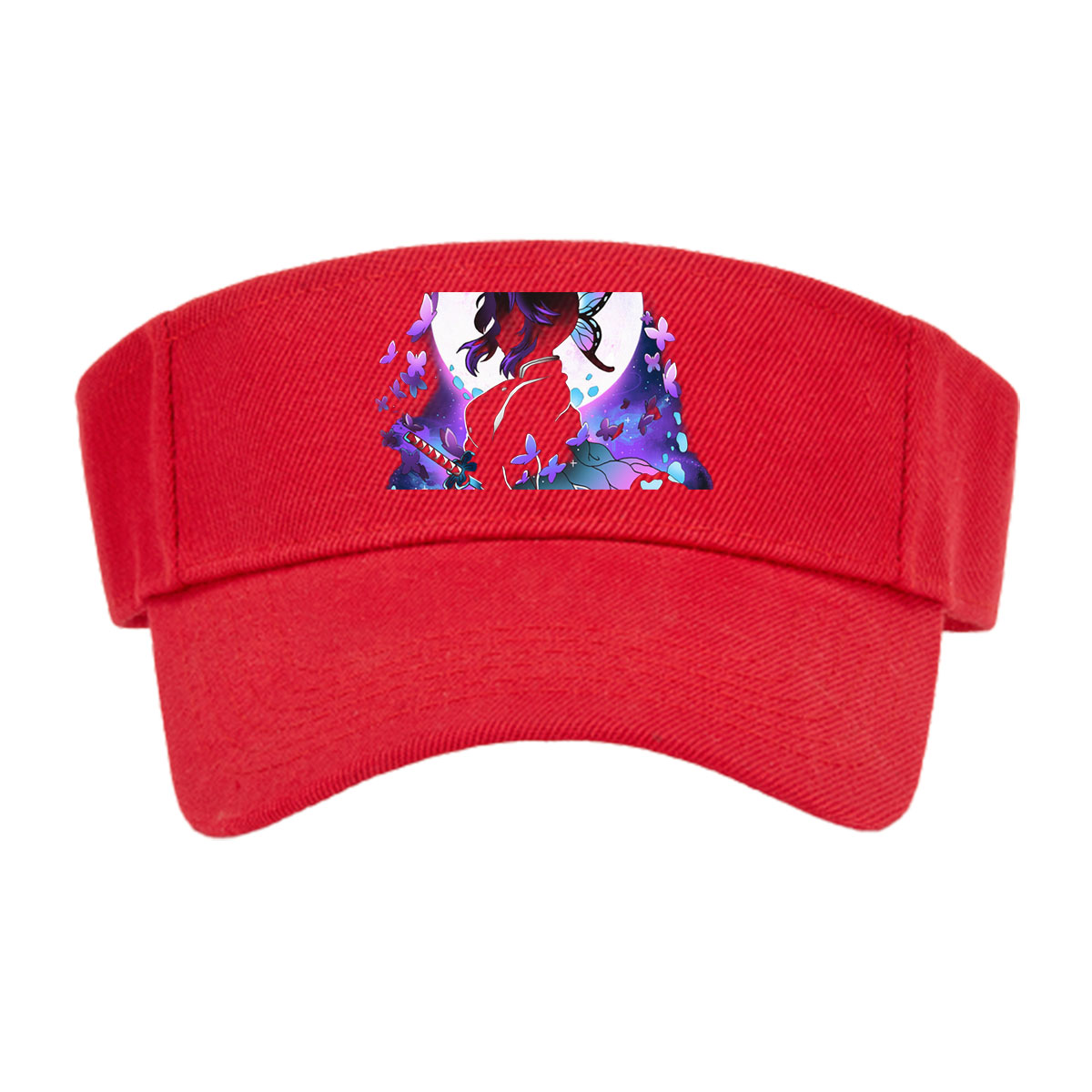 Shinobu Kocho from Demon Slayer, butterfly wings, moonlit silhouette, sword, purple butterflies -  Visor cap