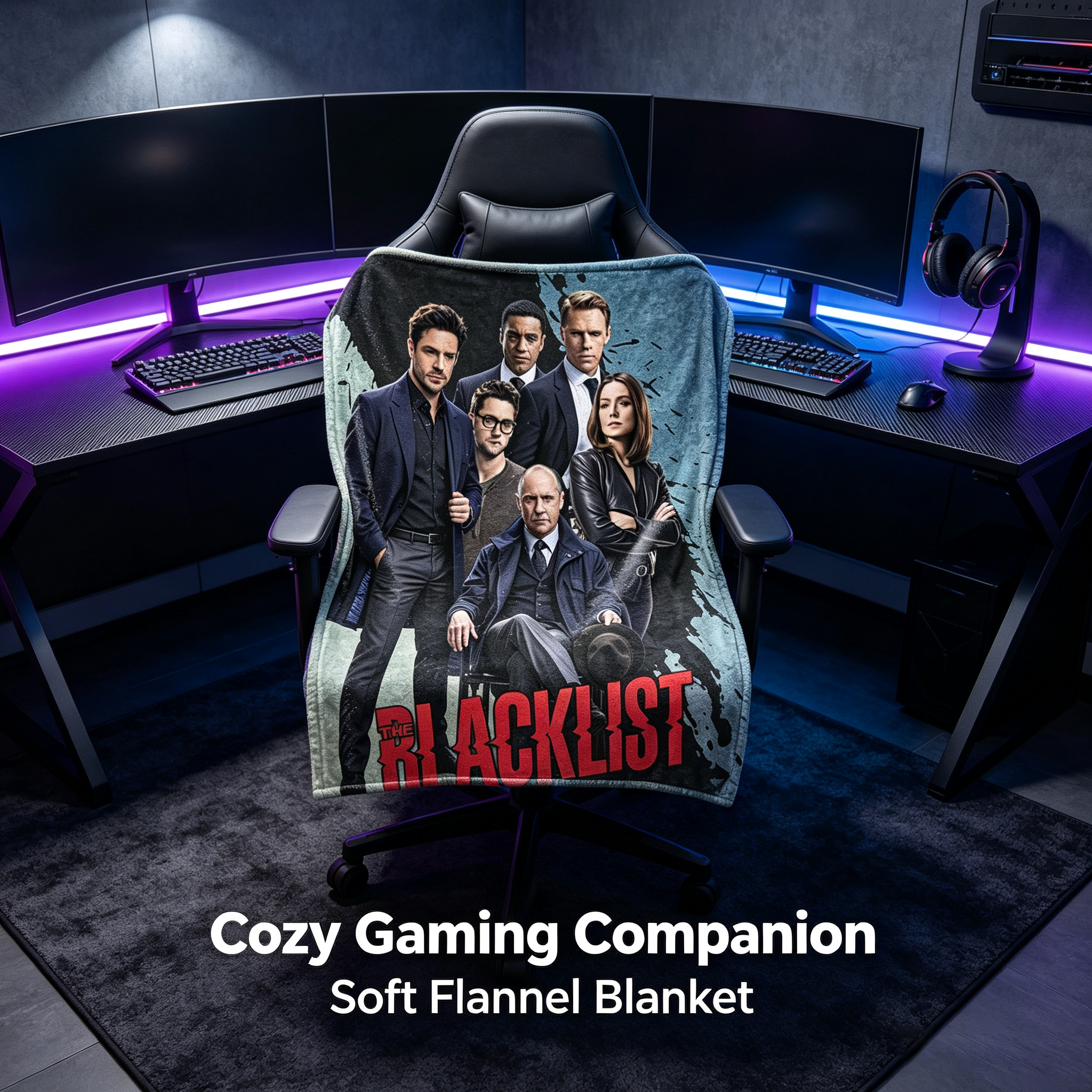 Custom Face Blanket The Blacklist Flannel Blanket TV Show Character Portrait Soft Cozy Throw Blanket Perfect for Couch Watching or as a Unique Gift for Fans