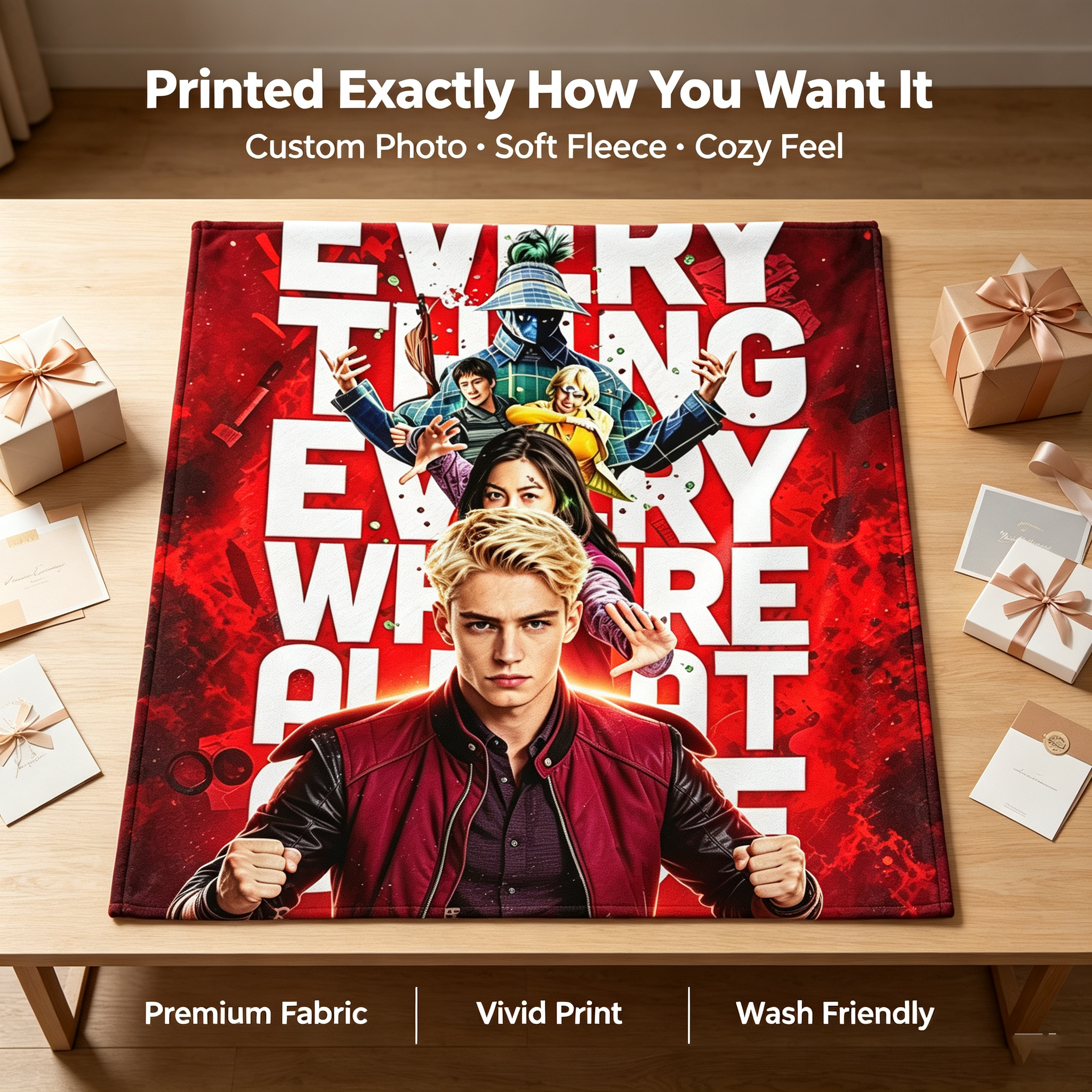 Custom Face Blanket Everything Everywhere All At Once Flannel Blanket Movie-Themed Cozy Throw Perfect for Fans Gift or Giveaway