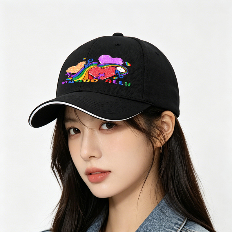 Unisex Classic Sandwich Hat with Pride Rainbow Hearts and 