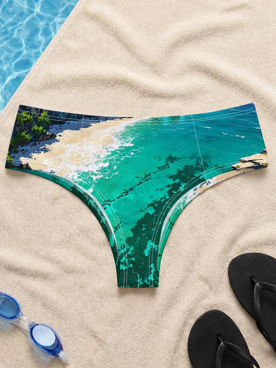 Tropical Bay with Crystal Clear Waters and Lush Cliffs -  Men's swim trunks