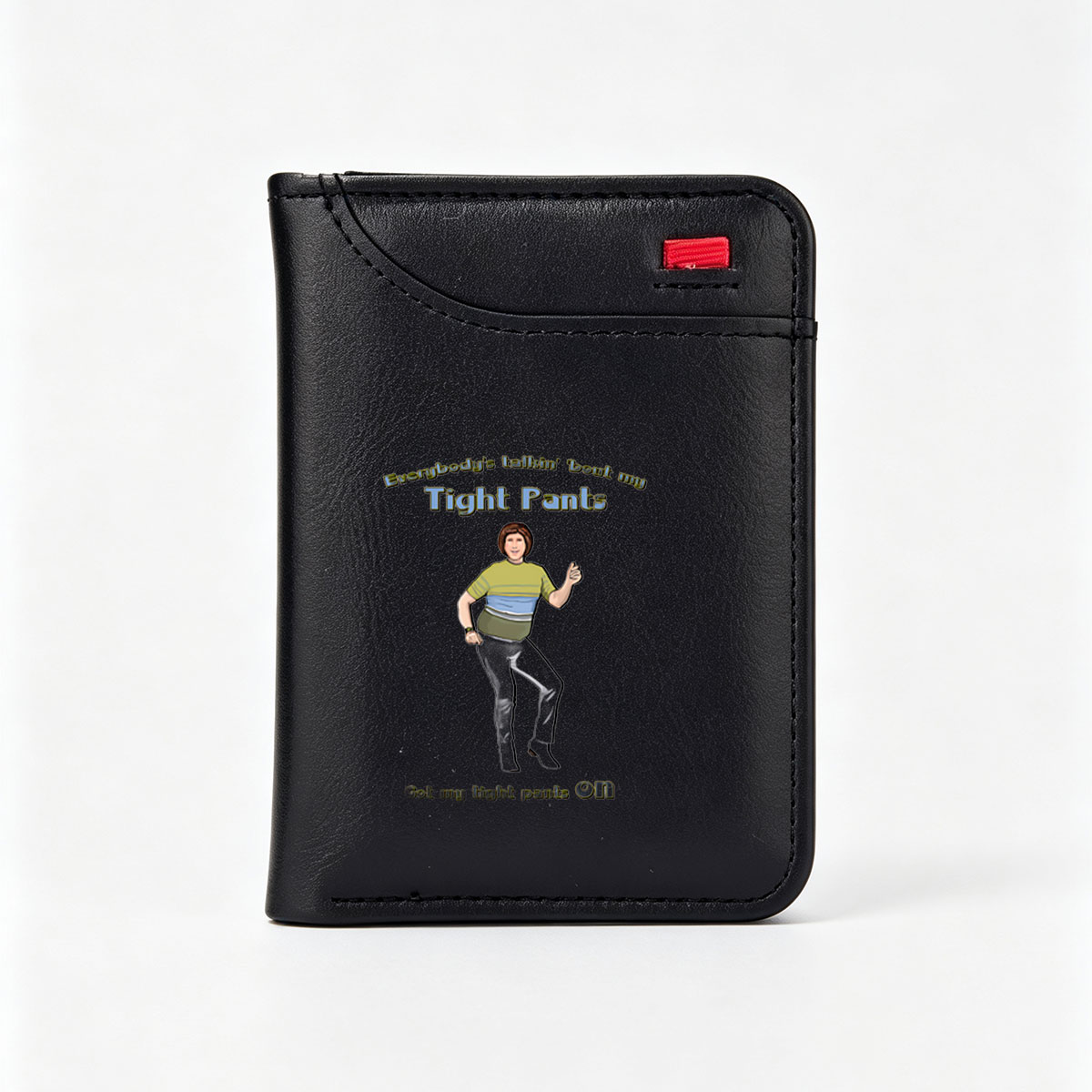 Everybody's Talkin' 'Bout My Tight Pants: A Cartoon Character in Stylish Attire - Vertical Style Wallet