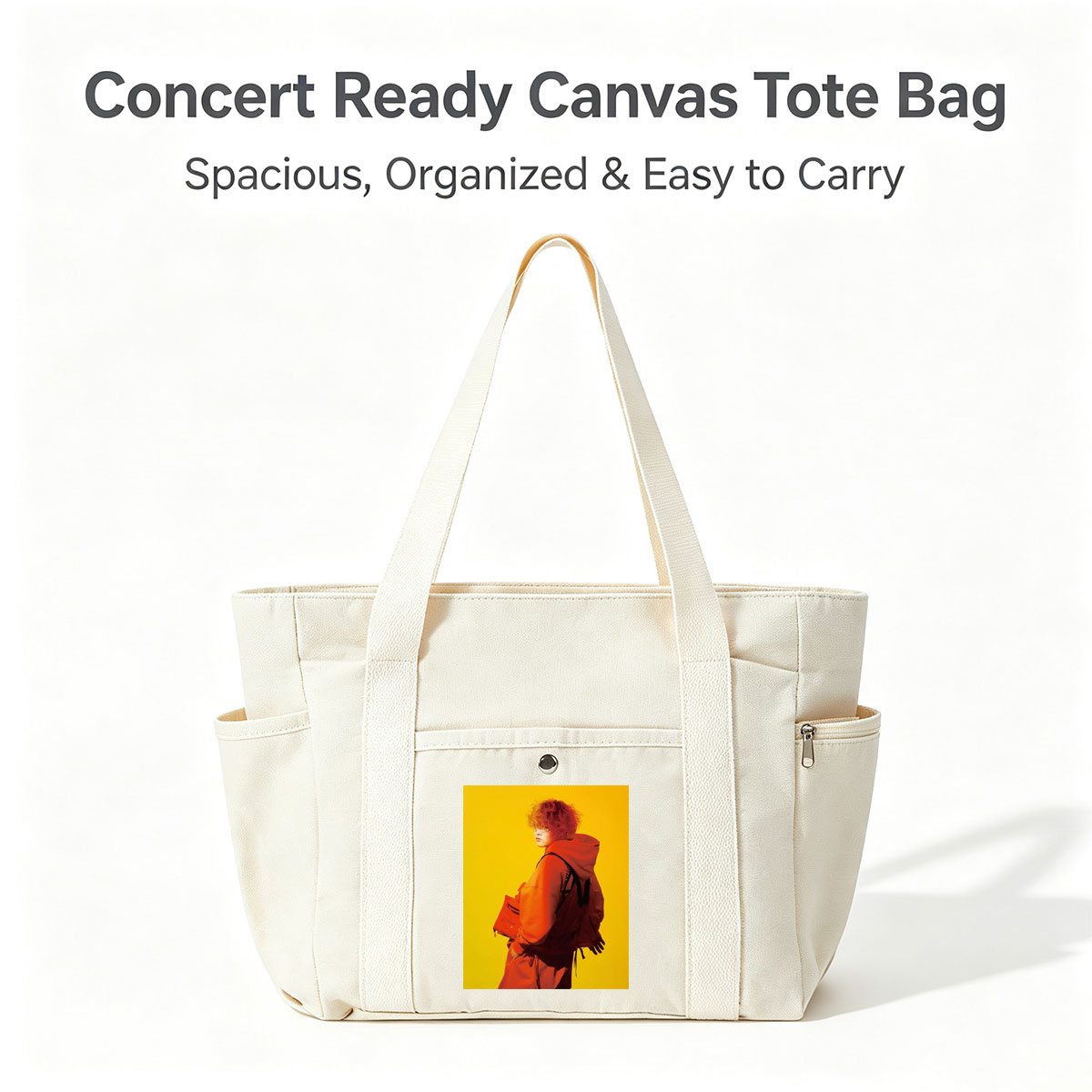 Yuta from Exile Tribe in a Bold Orange Outfit with a Backpack Against a Vibrant Yellow Background - Multi-pocket bags