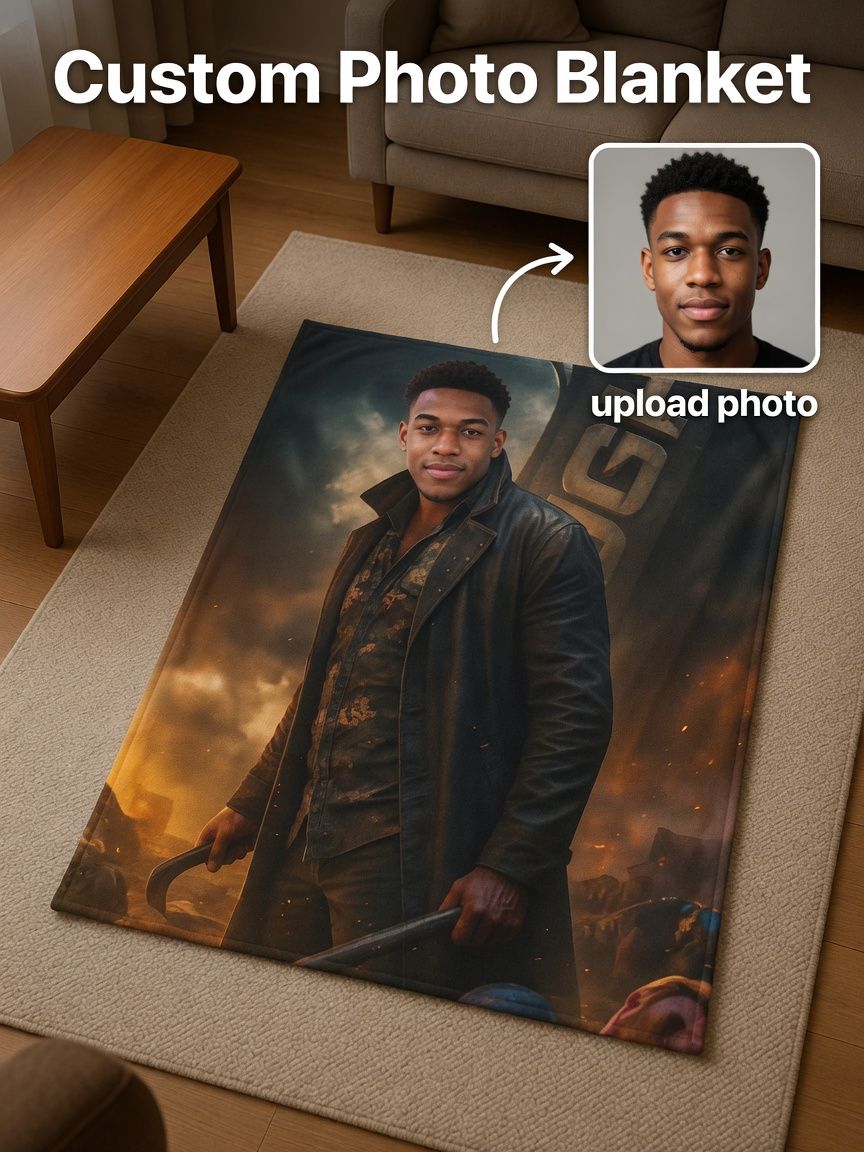 Custom Photo Face Flannel Fleece Blanket Ultra Soft Lightweight Personalized Portrait Throw Ideal Keepsake Gift