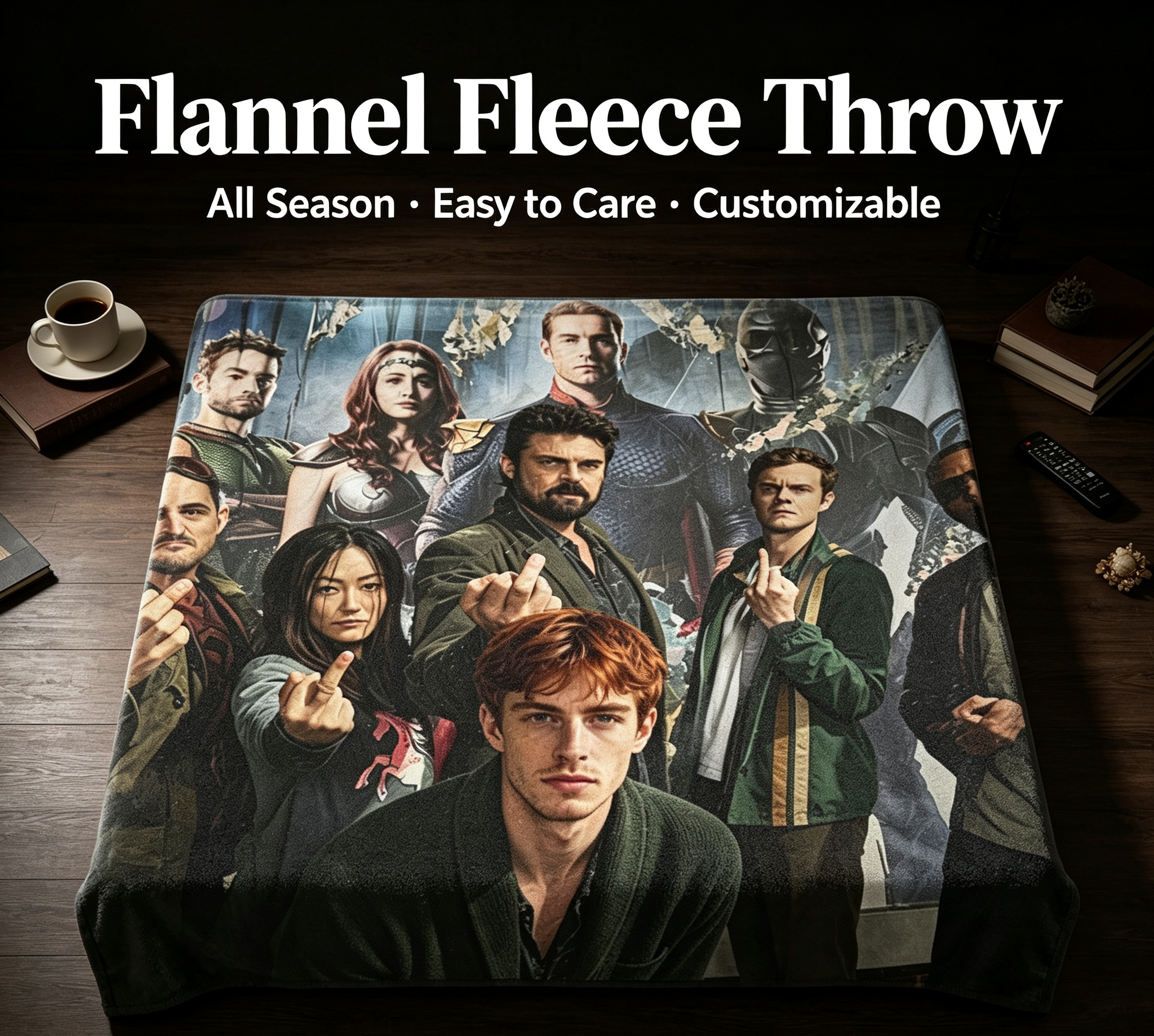 Custom Face Blanket - The Boys TV Series Characters Flannel Blanket - Cozy Living Room or Bedroom Decor - Perfect Gift for Fans and Collectors