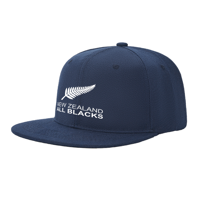 Flat Brim Baseball Cap New Zealand All Blacks Silver Fern Logo Streetwear Underground Skate Style Basketball Court Skatepark Urban Outfit for Skaters Rappers Streetwear Enthusiasts