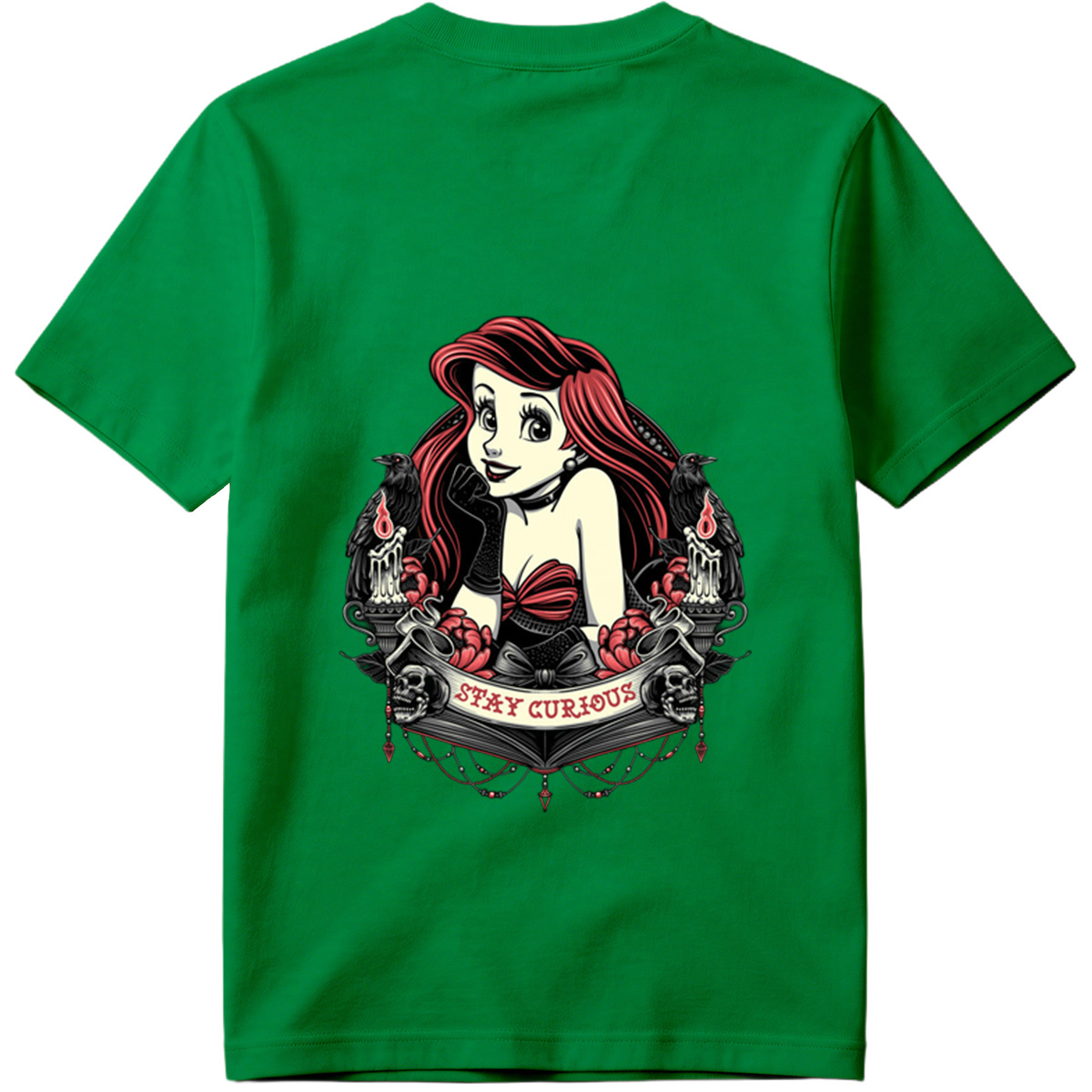 Ariel Stay Curious Gothic Design - Tee