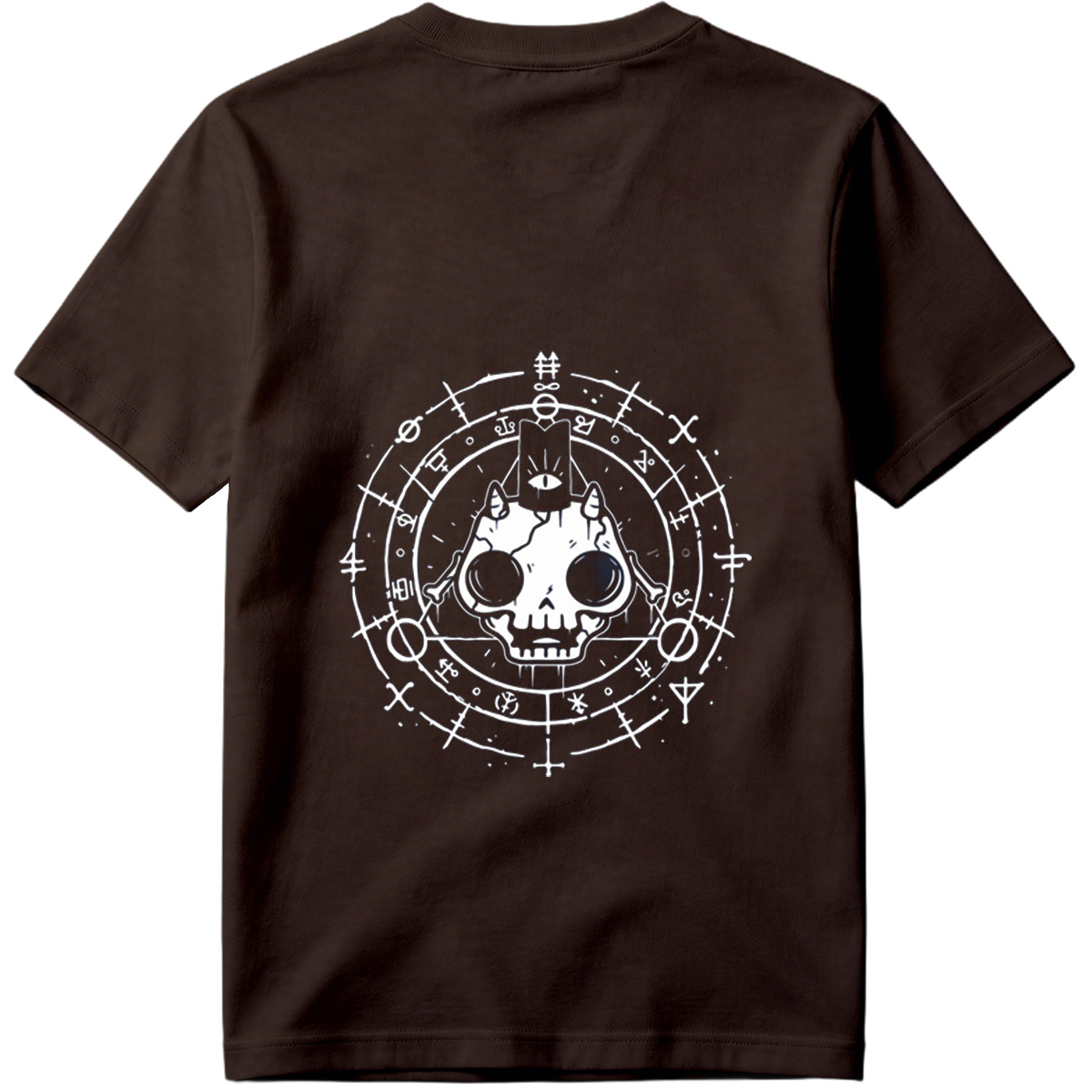 Skull with Horns and Mystical Symbols - Tee