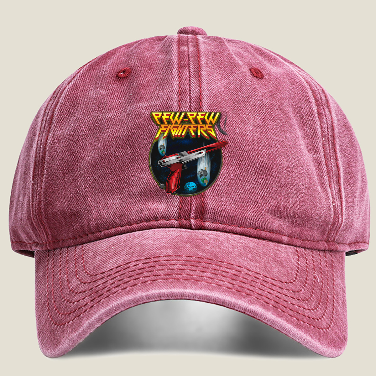 Pew-Pew Fighters: Laser Blasters and Space Ducks - Washed Denim - Baseball Cap