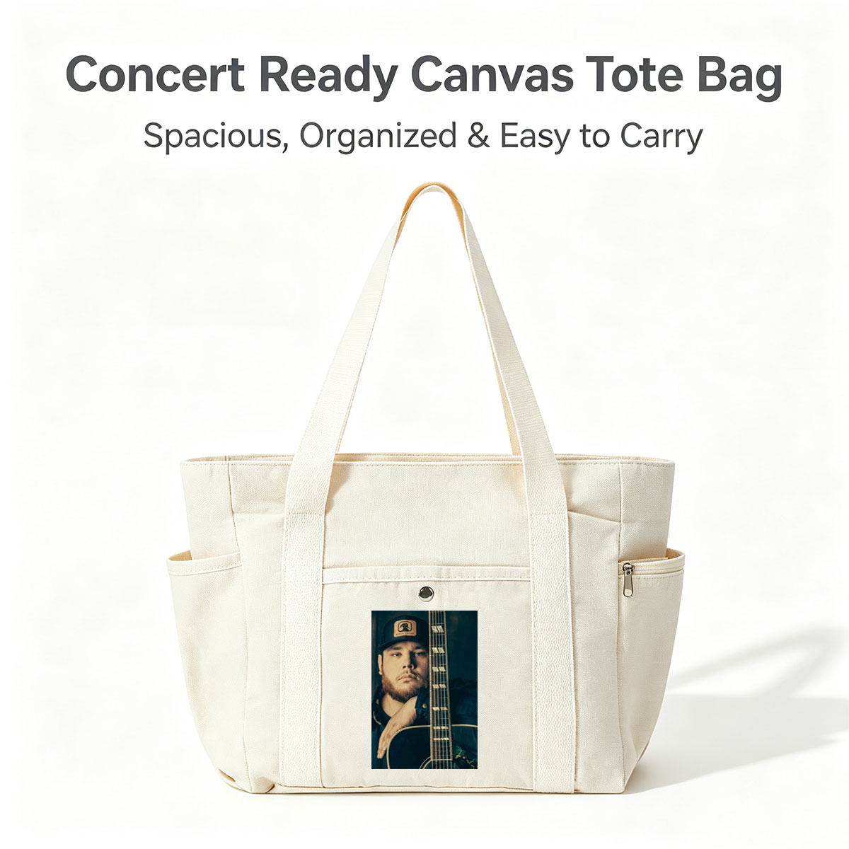 Luke Combs Holding Acoustic Guitar in Studio Portrait - Multi-pocket bags
