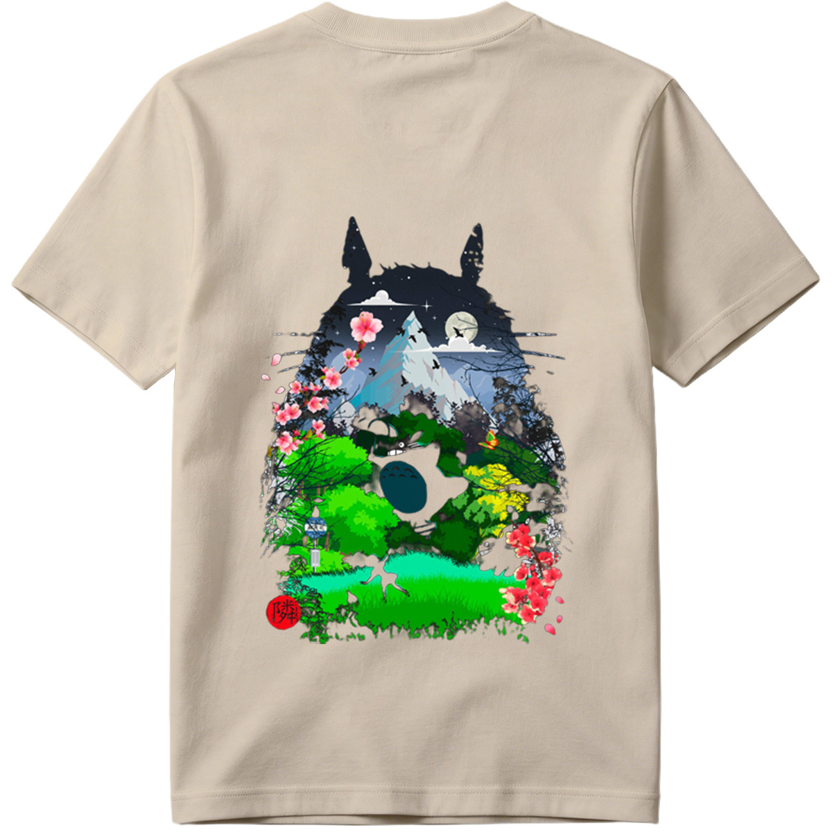 Totoro in the Cherry Blossom Garden - Tee
