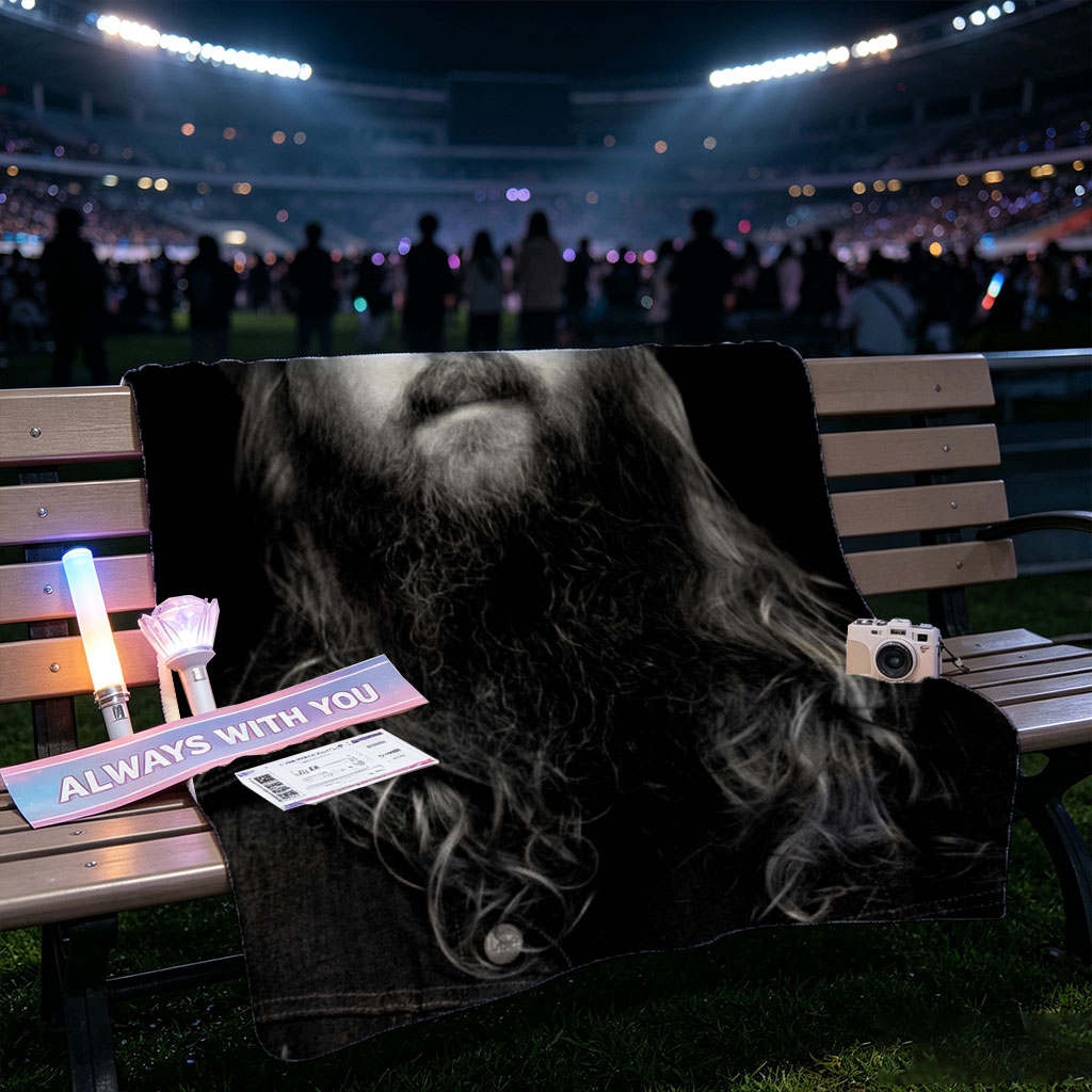 Chris Stapleton in a Cowboy Hat and Denim Jacket - Black and White Portrait - Blankets