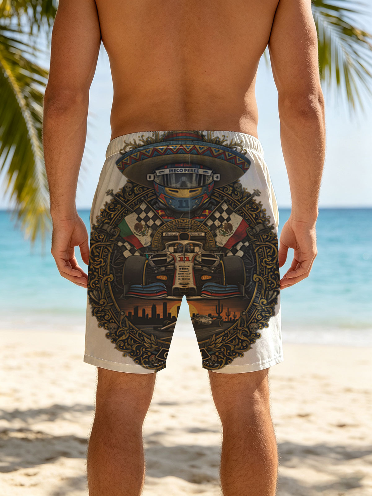 Checo Perez: Mexican F1 Legend in Racing Glory -  Beach shorts