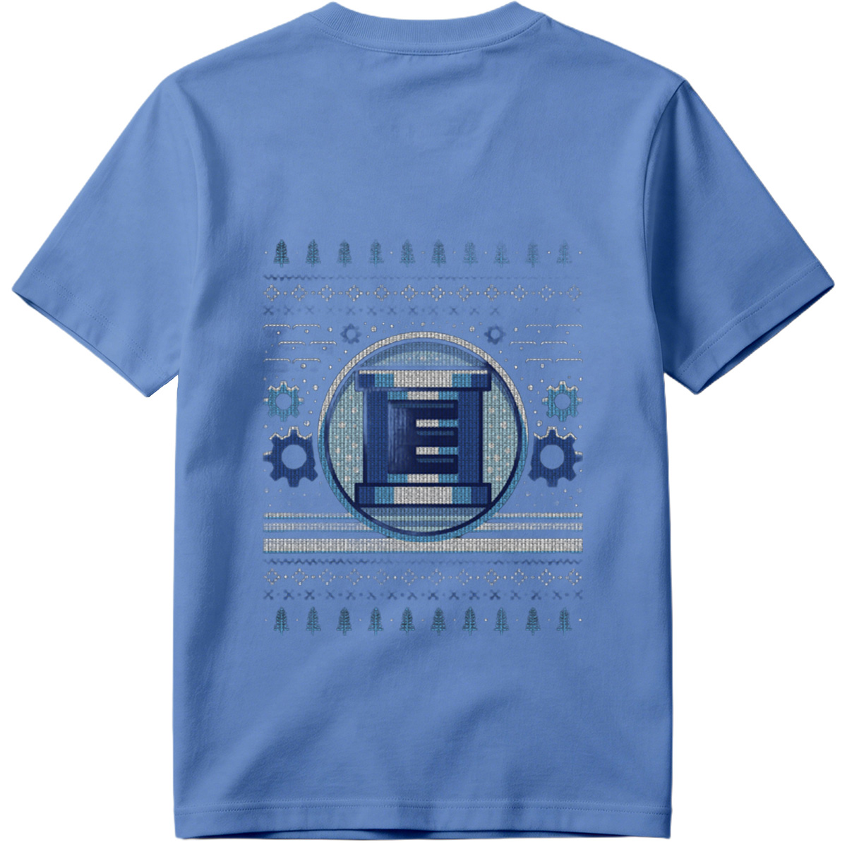 Pixel Winter Emblem: Column & Gears Holiday Design - Tee