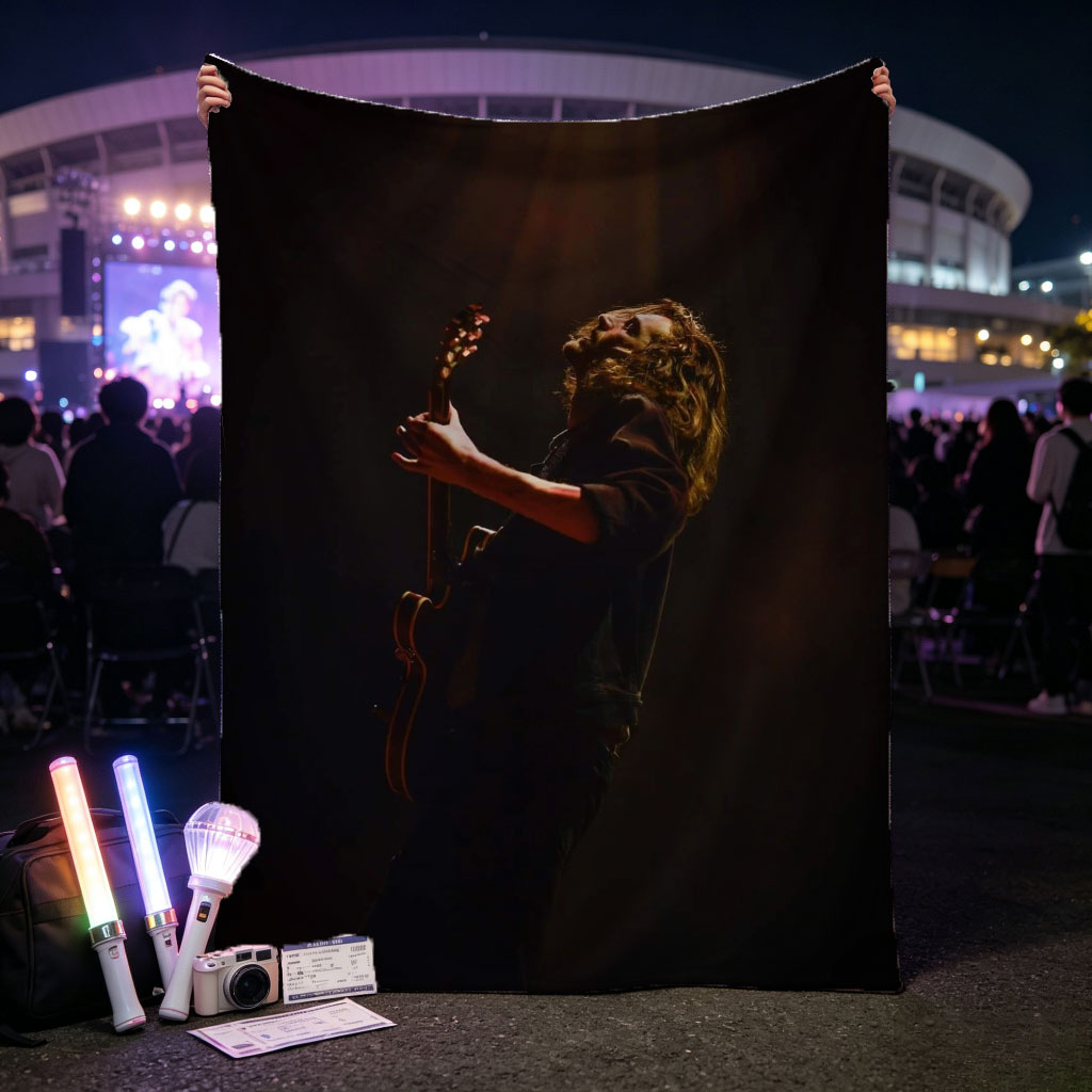 Chris Cornell Live Performance - Passionate Guitarist in Dark Stage Spotlight - Blankets