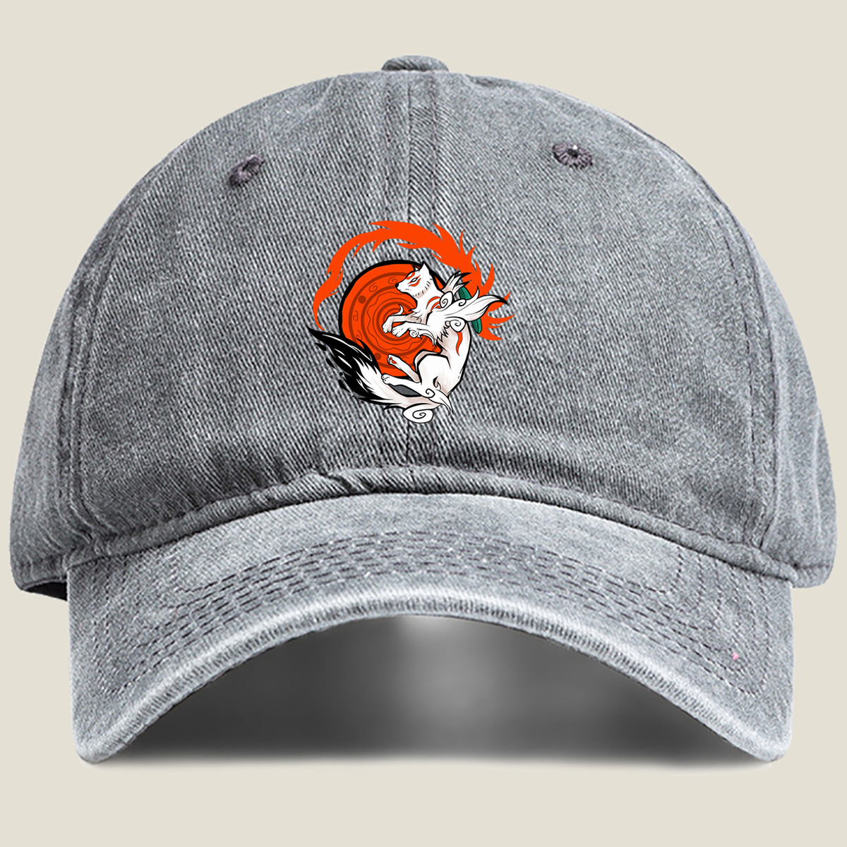 Naruto: Kurama and Nine-Tailed Fox - Washed Denim - Baseball Cap