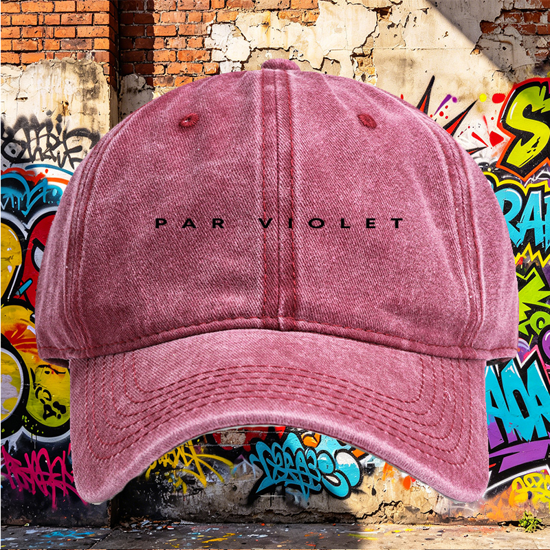 Unisex Classic Washed Cotton Hat with PAR VIOLET Logo Print - Lightweight Adjustable Baseball Cap for Outdoor Activities, Urban Streetwear, and Casual Daily Wear - Perfect for Adults Seeking Stylish and Comfortable Headwear