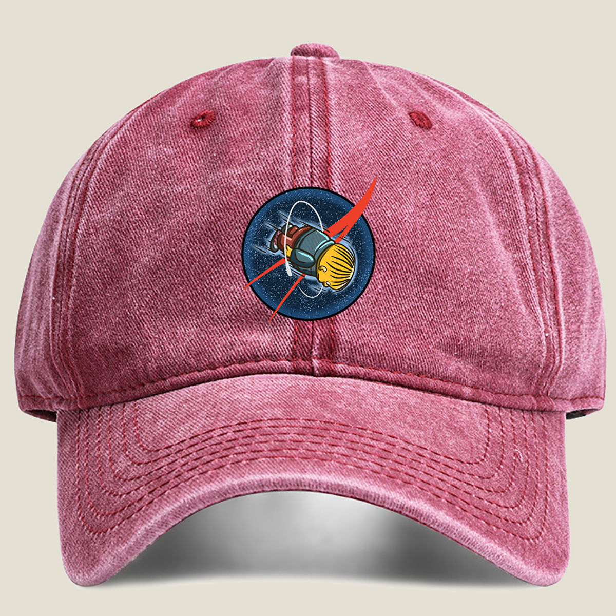 Space Adventure with a Robot Astronaut - Washed Denim - Baseball Cap