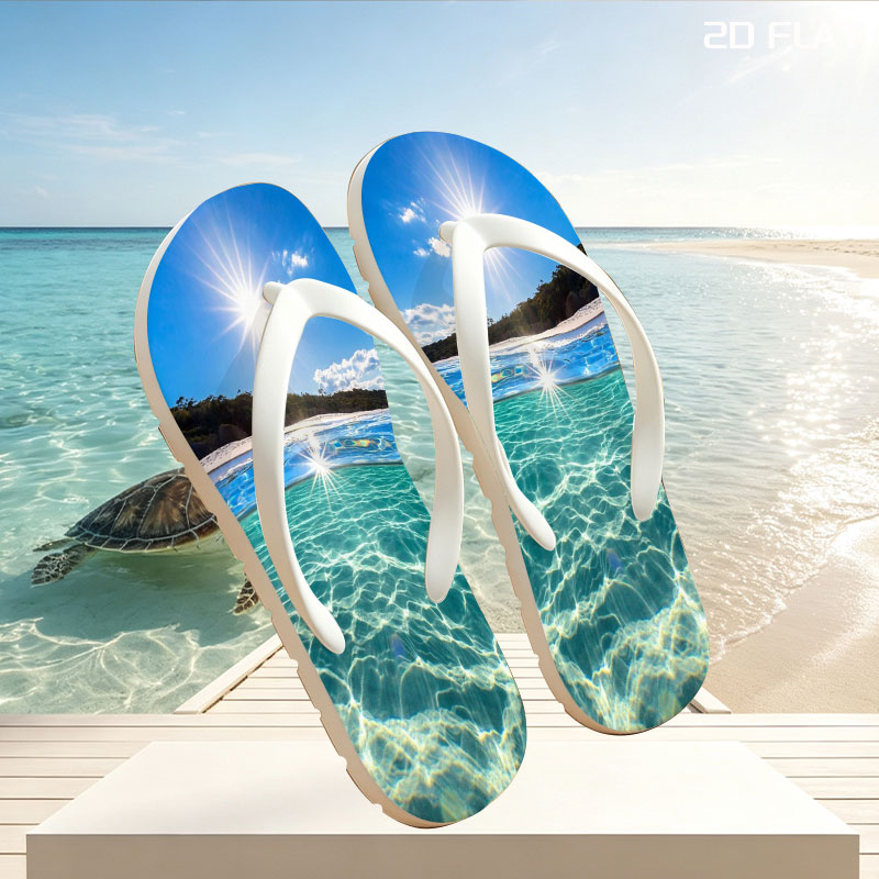 Sunshine Sparkles on Crystal Clear Waters -  flip-flops