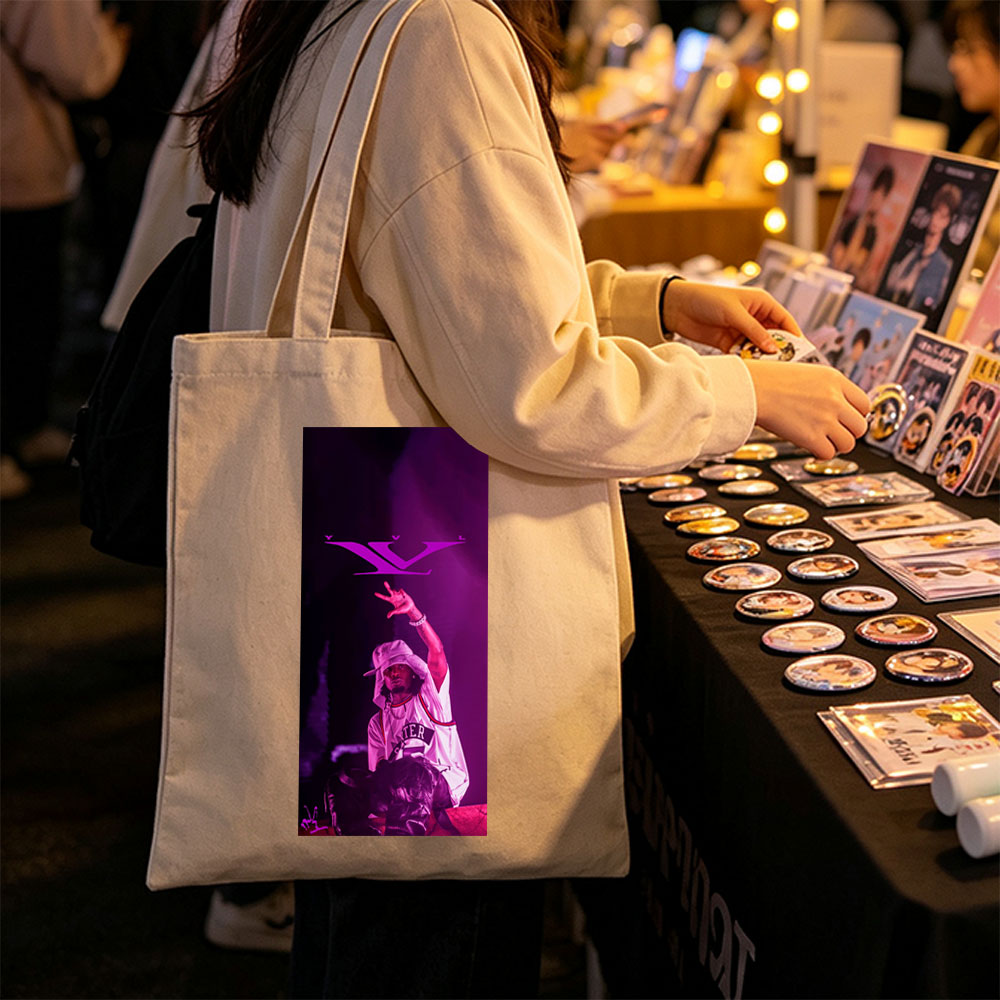 Lil Wayne Live Performance with Purple Lighting and Signature Hand Gesture - Canvas tote bags