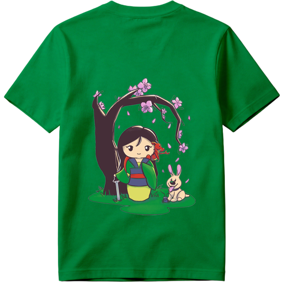 Mulan with Mushu and Cri-Kee Under Cherry Blossom Tree - Tee