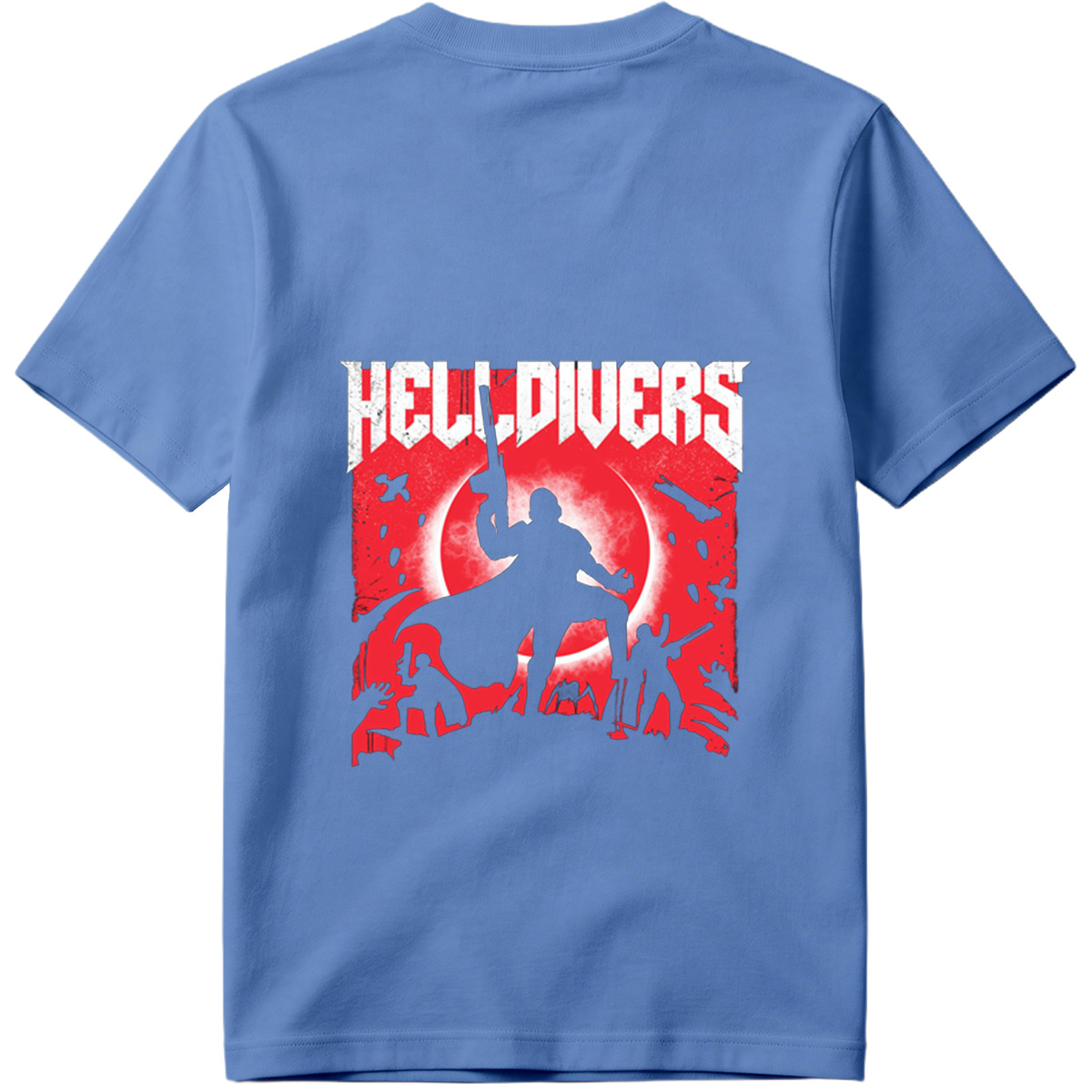 Helldivers: Silhouetted Warriors Against a Crimson Sky - Tee