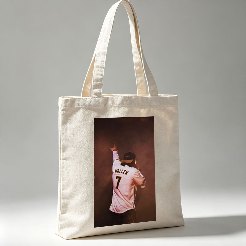 Morgan Wallen Live Performance Pointing to the Crowd in a White Jersey with Number 7 - Canvas tote bags