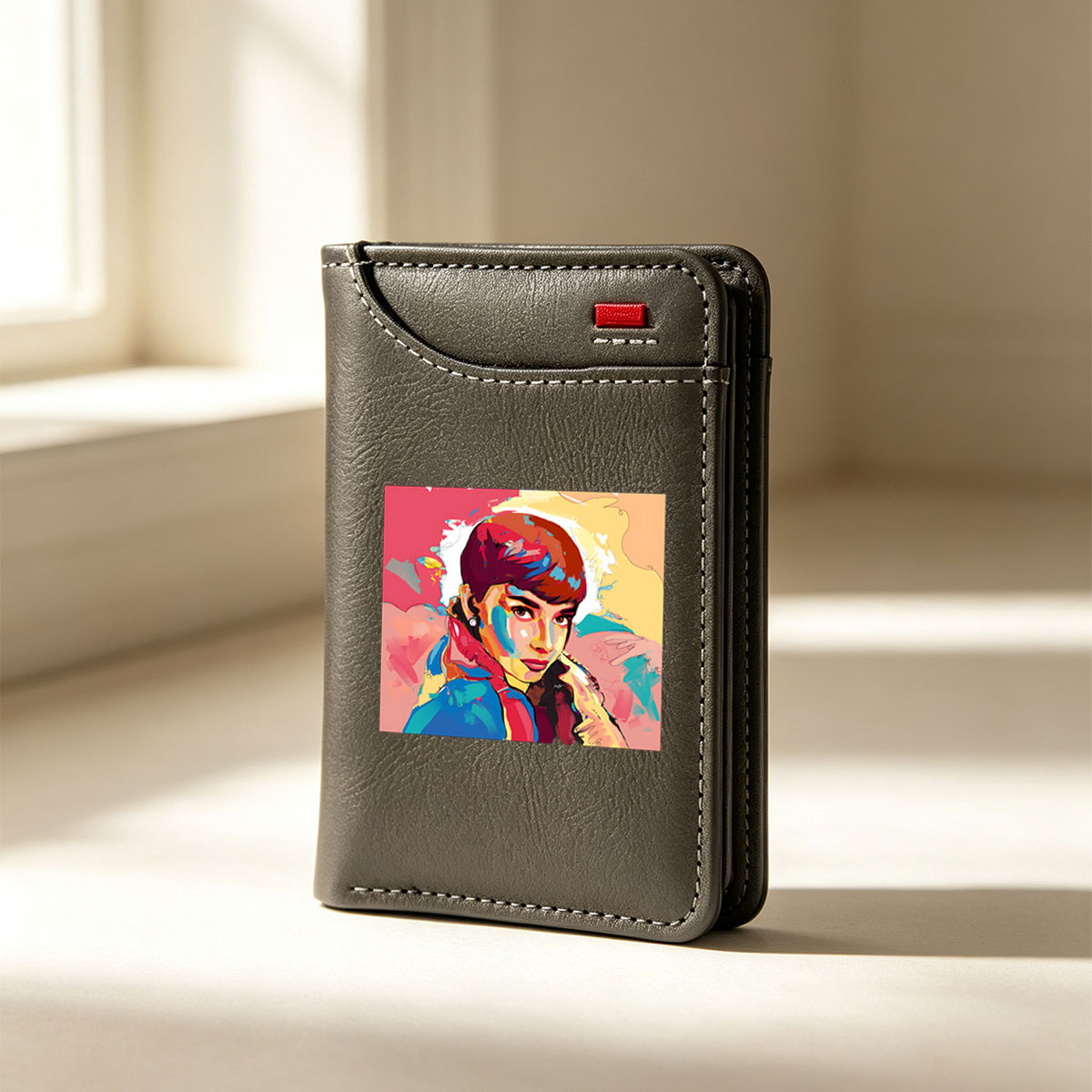 Audrey Hepburn in Vibrant Abstract Portrait - Vertical Style Wallet
