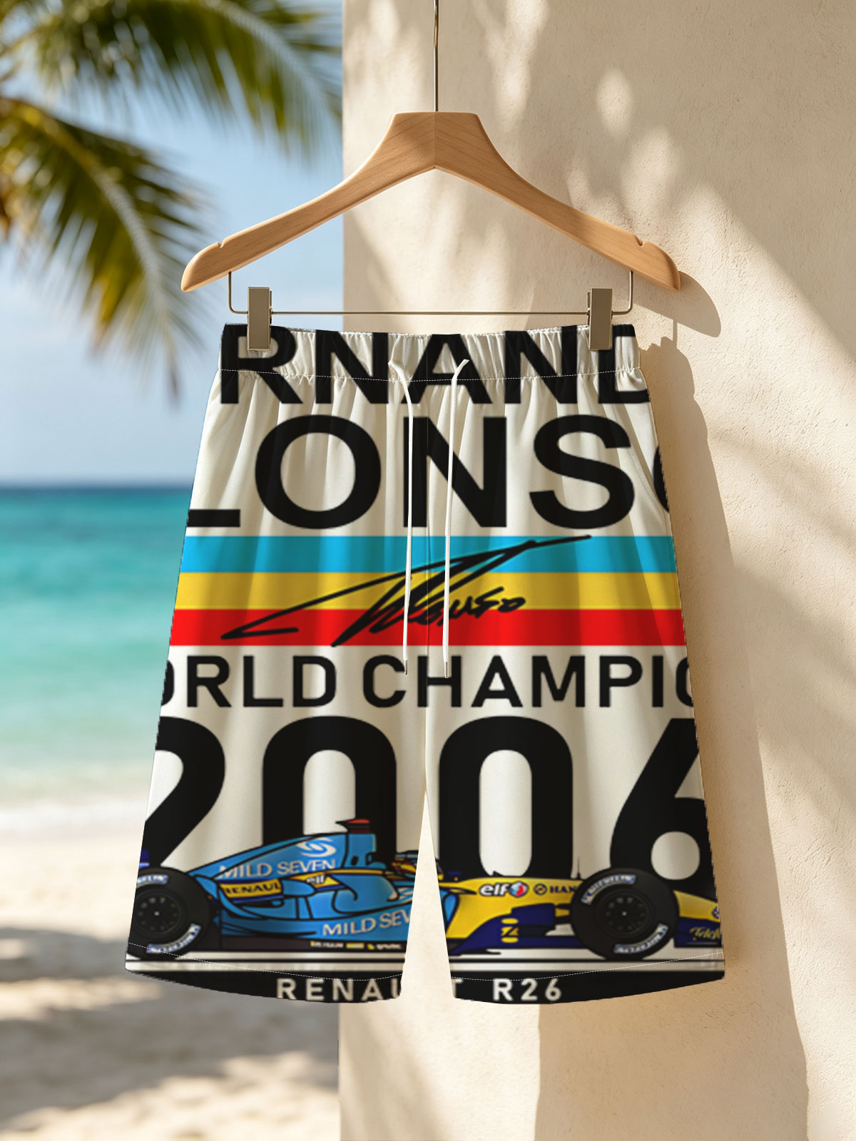 Fernando Alonso Renault R26 2006 World Champion Formula 1 Racing Car -  Beach shorts
