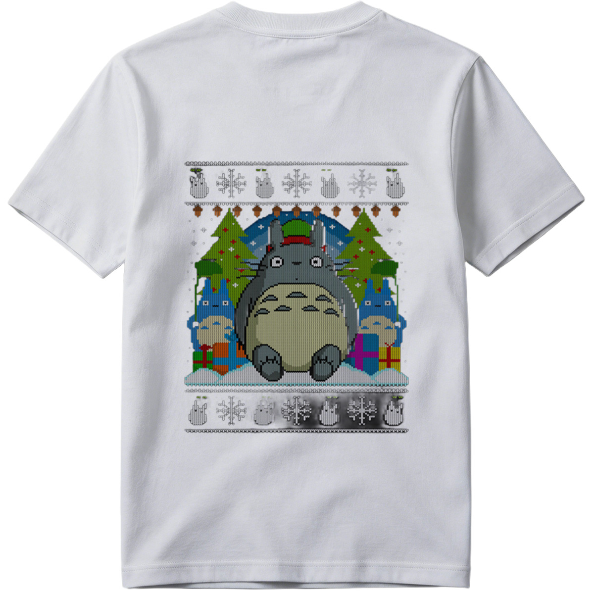 Totoro Christmas Knit Pattern - Tee