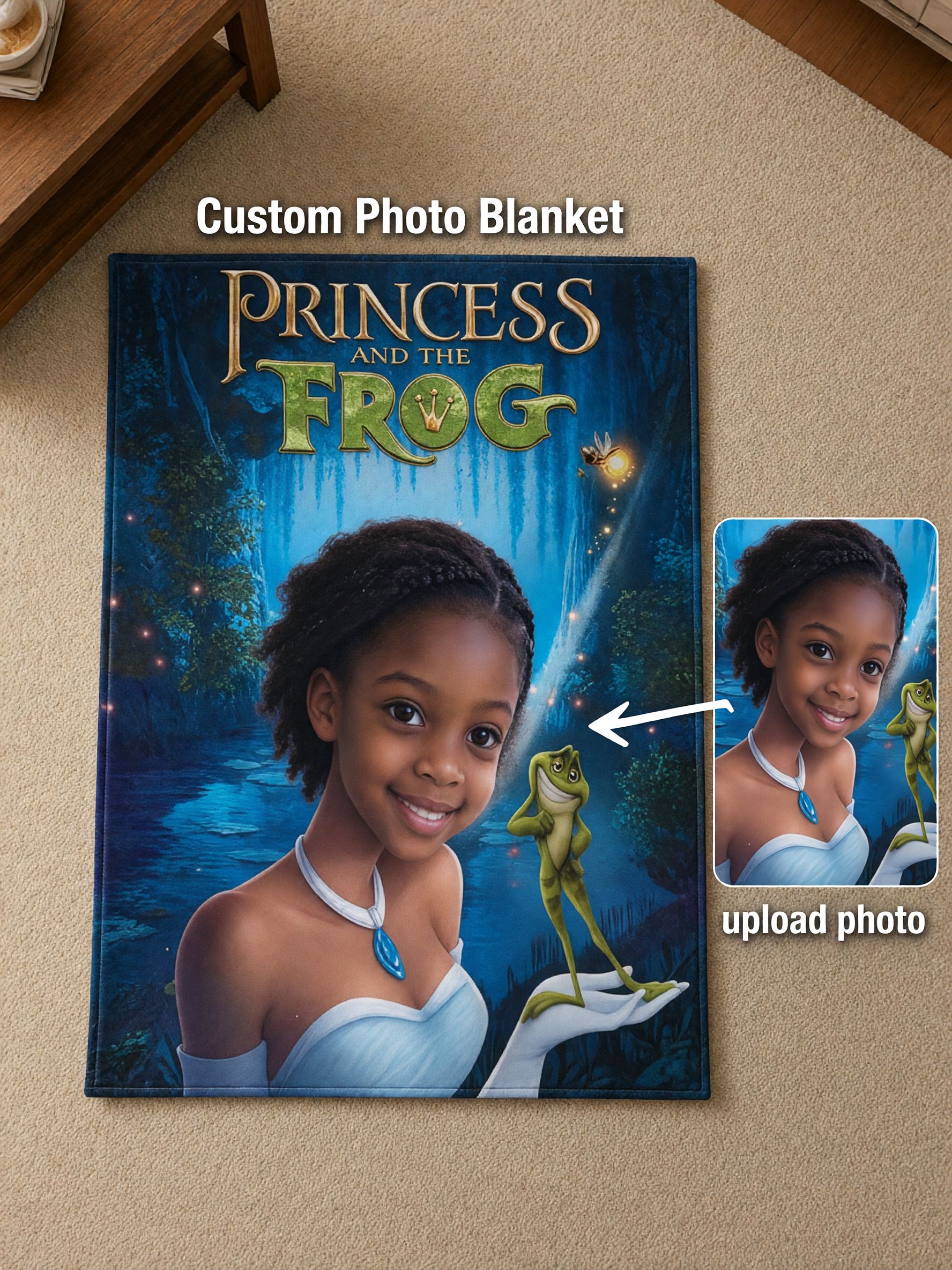 Custom Face Photo Blanket Personalized Fairy Princess Flannel Fleece Throw Soft Skin-Friendly Cozy Warm Gift