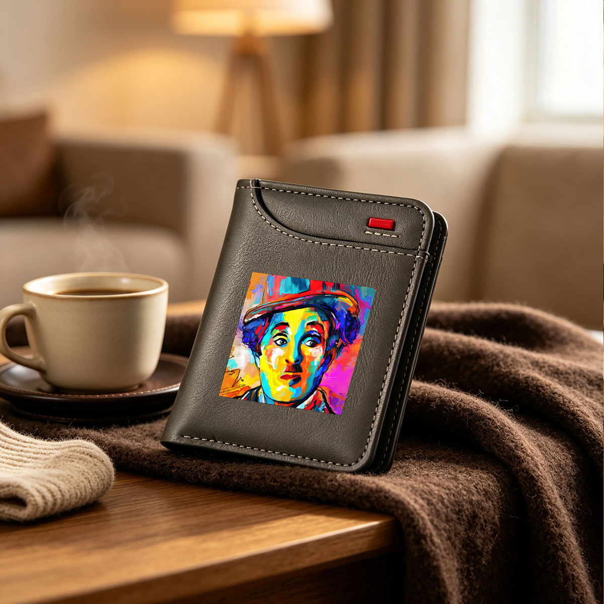 Colorful Portrait of a Man in a Hat - Vertical Style Wallet