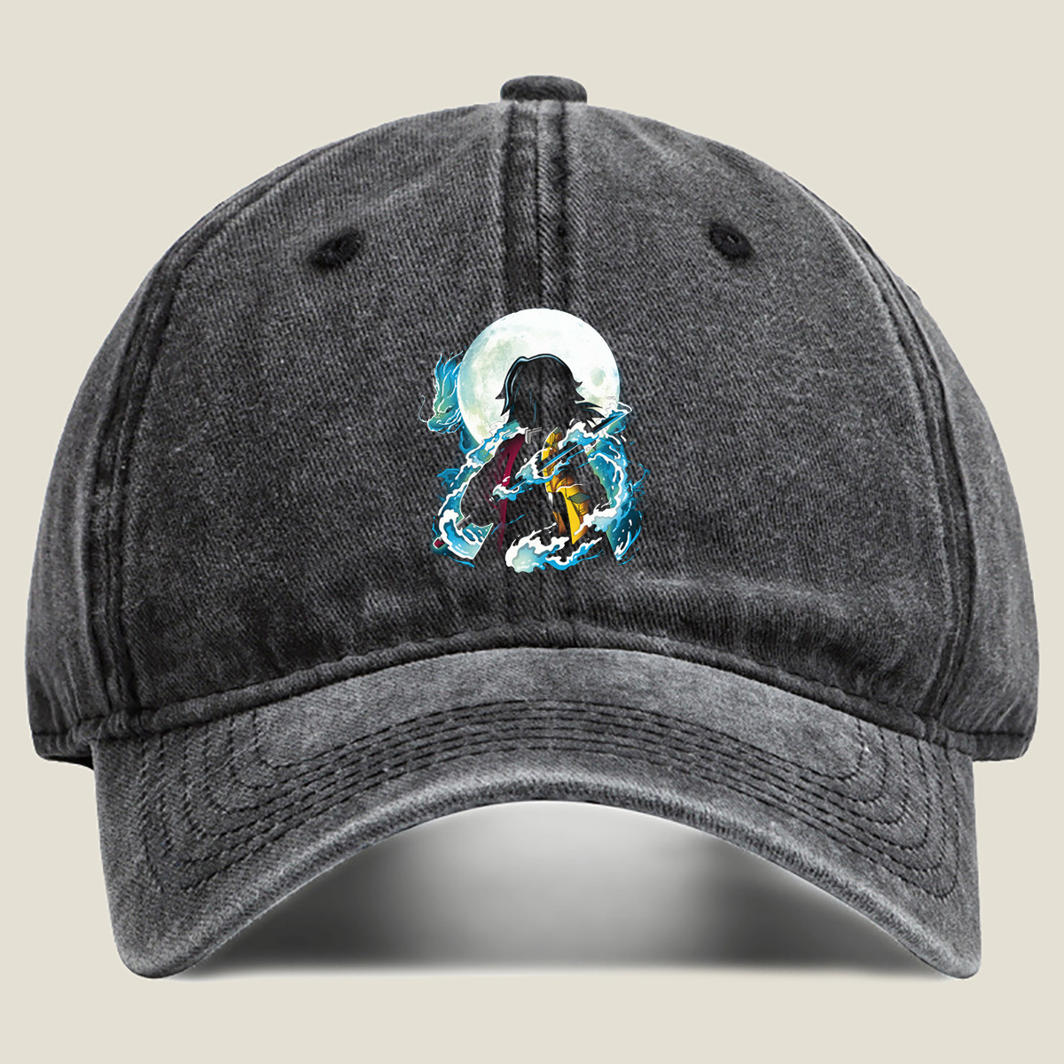 Demon Slayer Tanjiro Kamado Water Breathing Moon Background - Hat