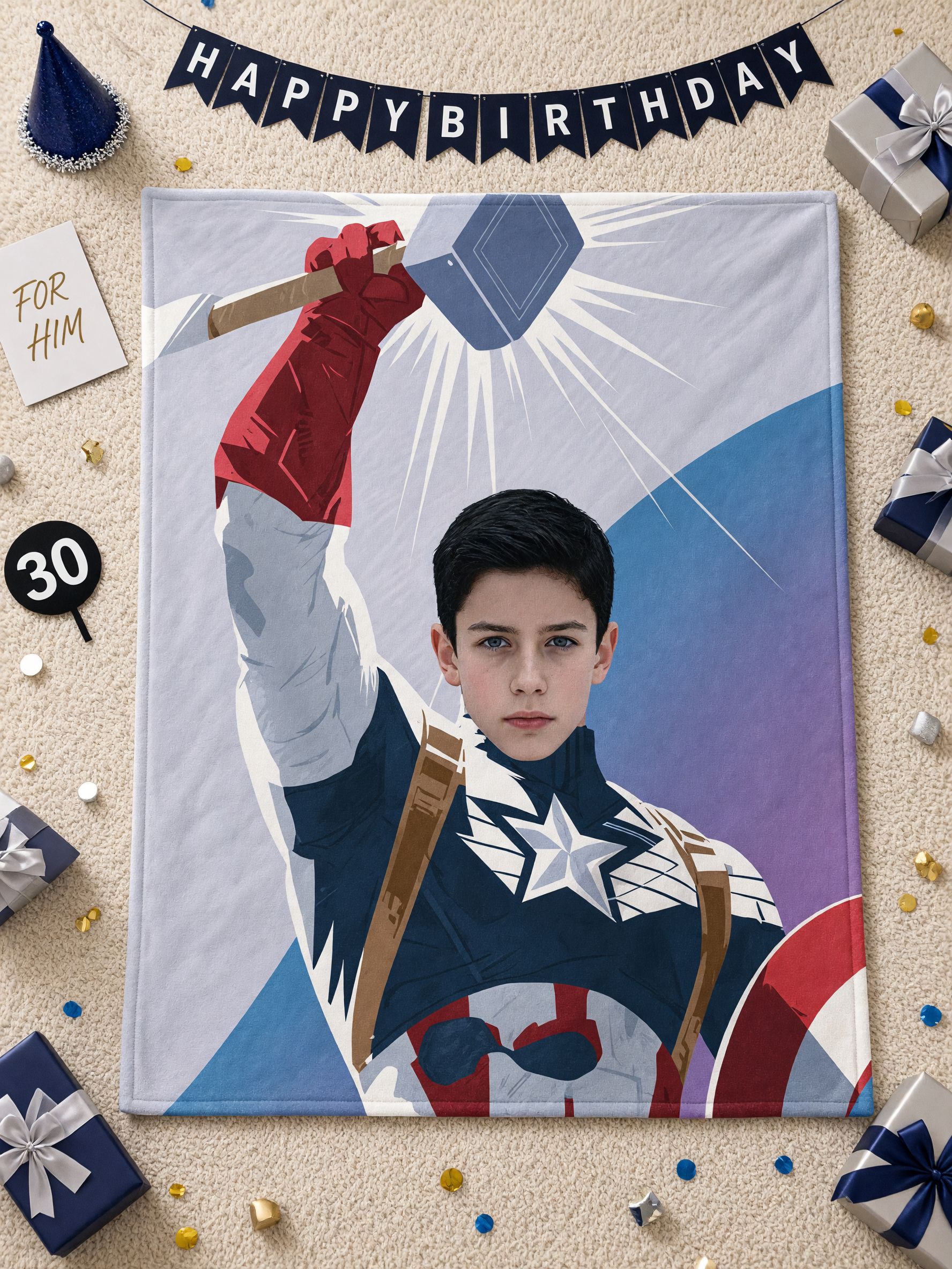 Custom Face Superhero Blanket Personalized Photo Flannel Throw Soft Plush Fleece Cover for Bed Sofa Ideal Keepsake Gift