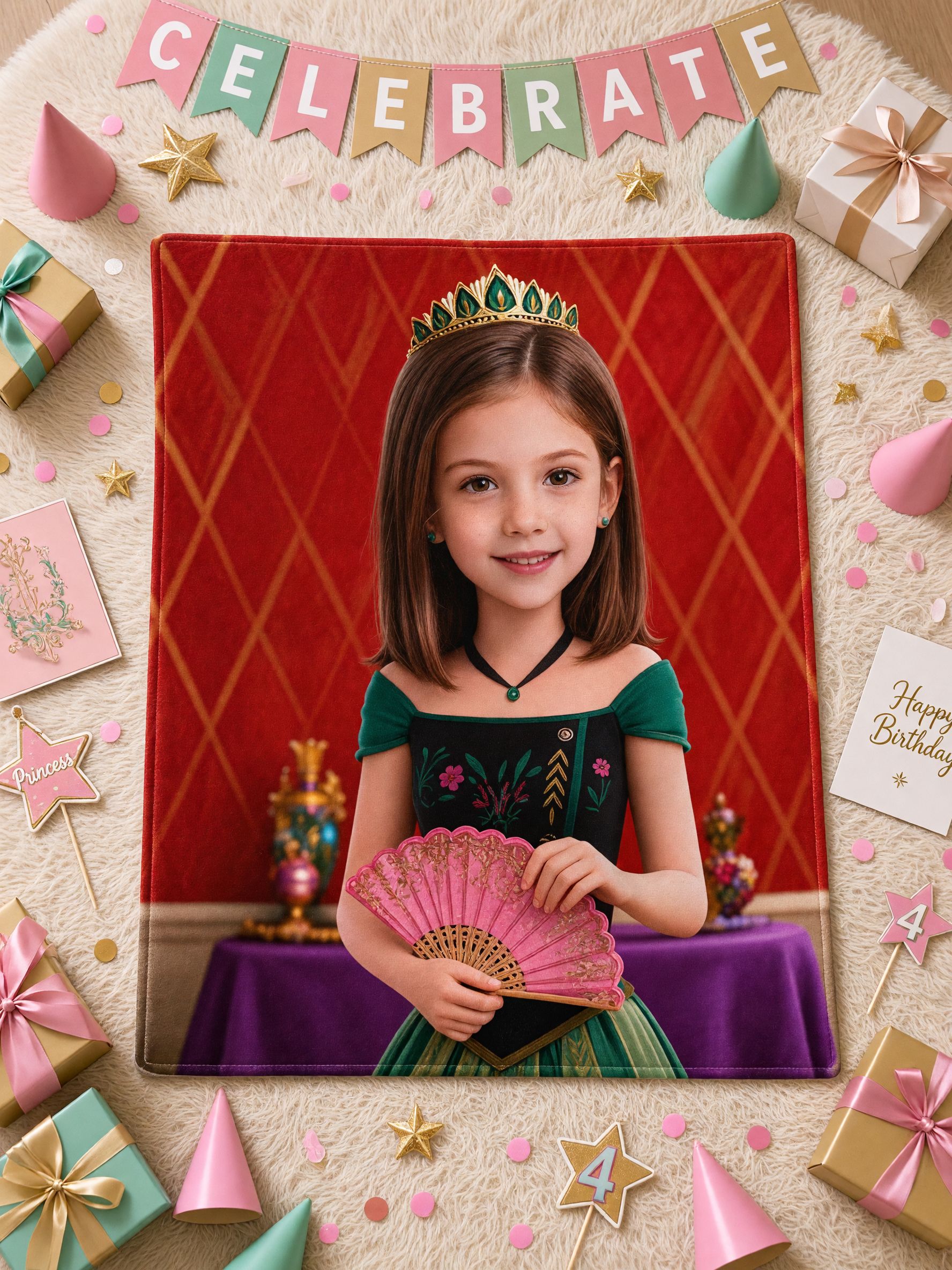 Custom Face Blanket Personalized Photo Princess Portrait Ultra Soft Cozy Flannel Throw Ideal Birthday Gift