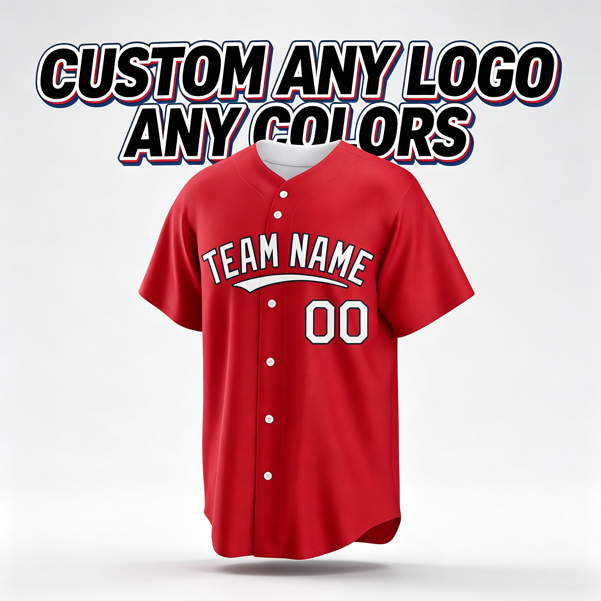 Custom Printed Boston City Style Baseball Jersey Red Full Button Short Sleeve For Men And Youth