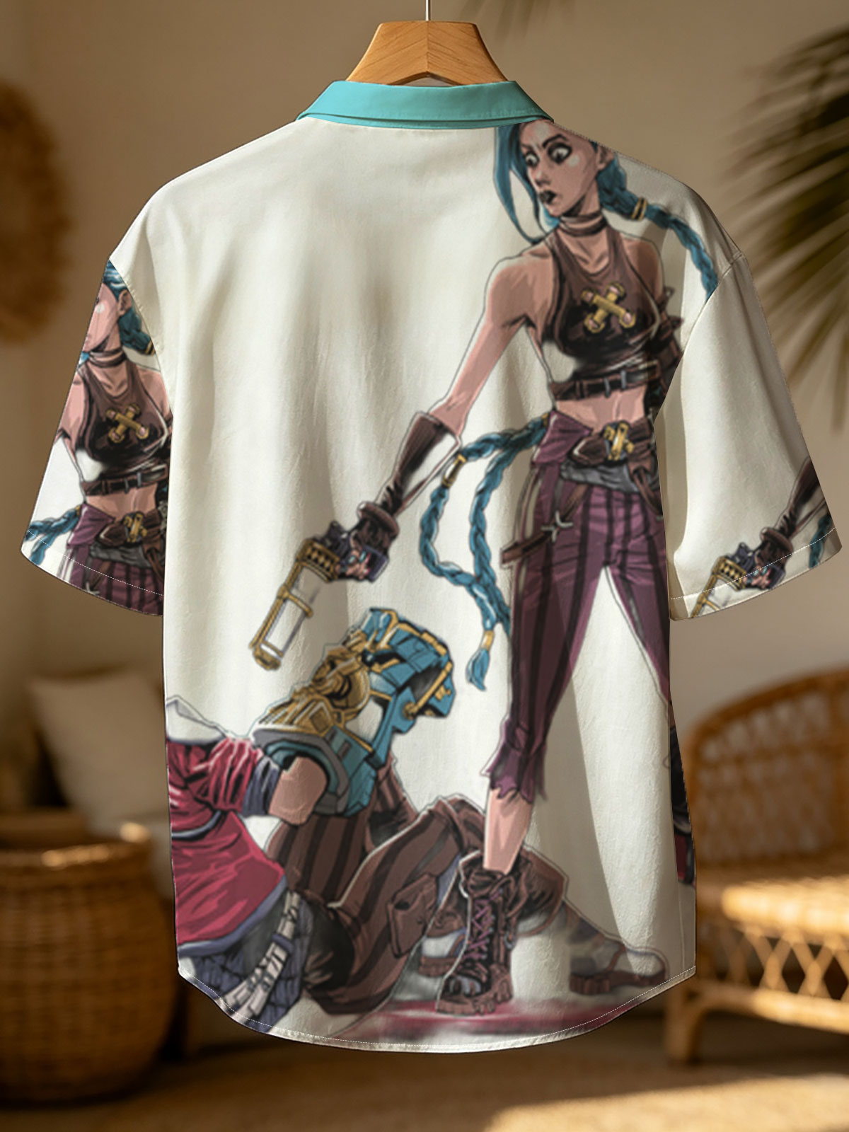 Blue-Haired Warrior and Pink-Haired Ally in Steampunk Combat Stance -  Shirt