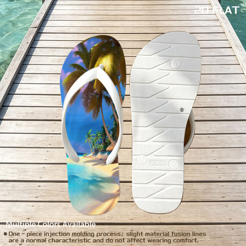 Tropical Beach with Palm Trees and Crystal Clear Water -  flip-flops