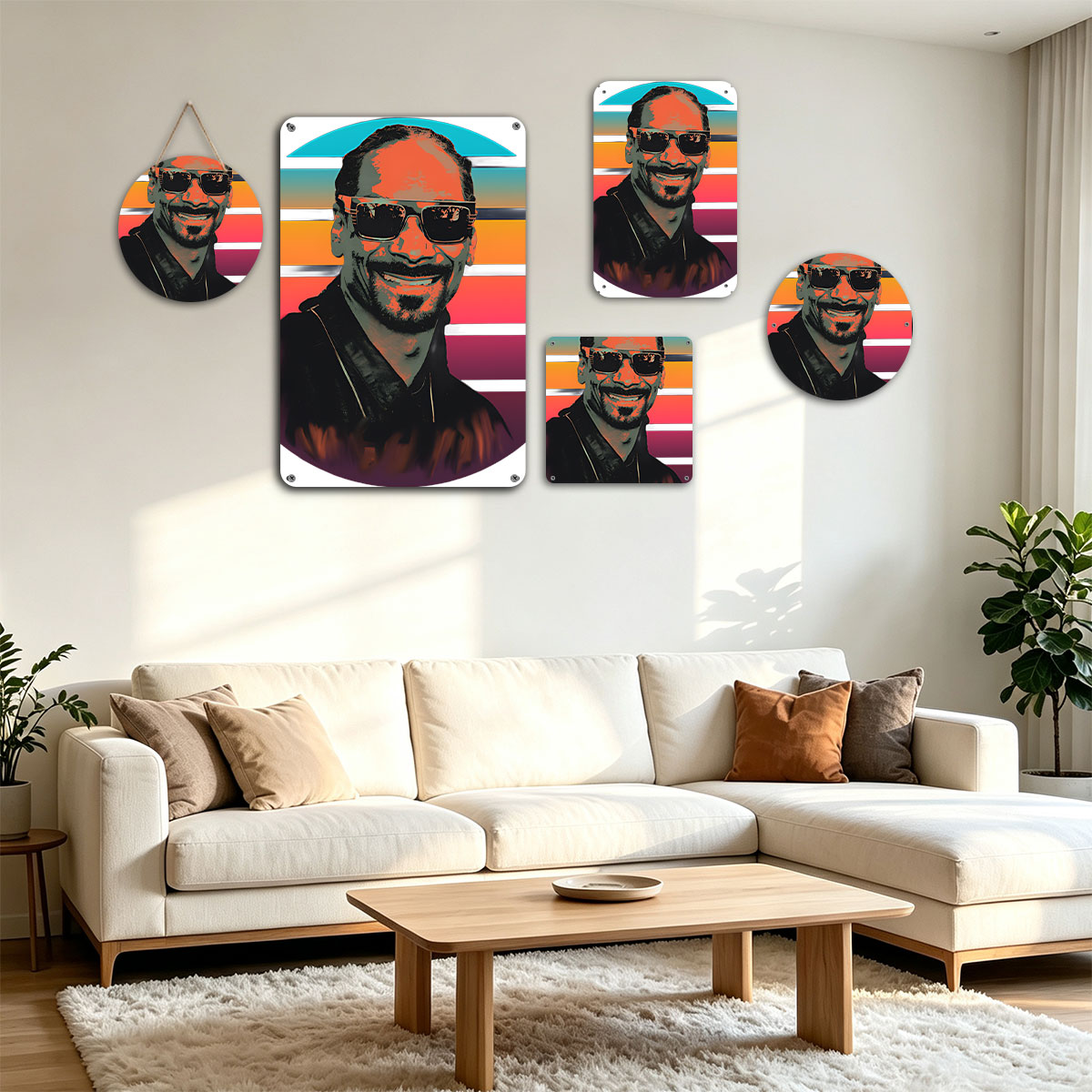 Snoop Dogg in Retro Sunset Portrait - painting