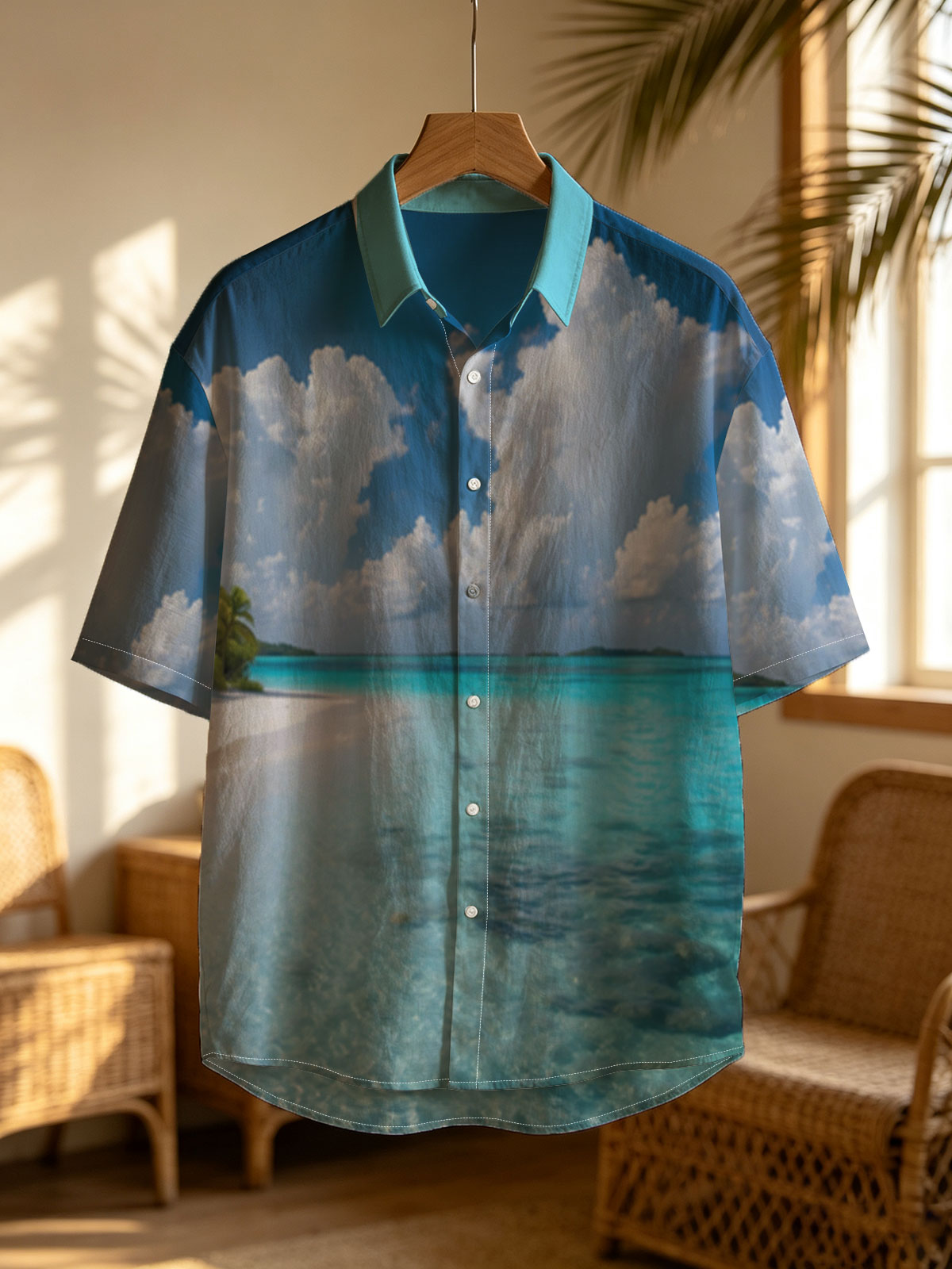 Crystal Clear Waters and White Sand Beach Under Blue Sky -  Shirt