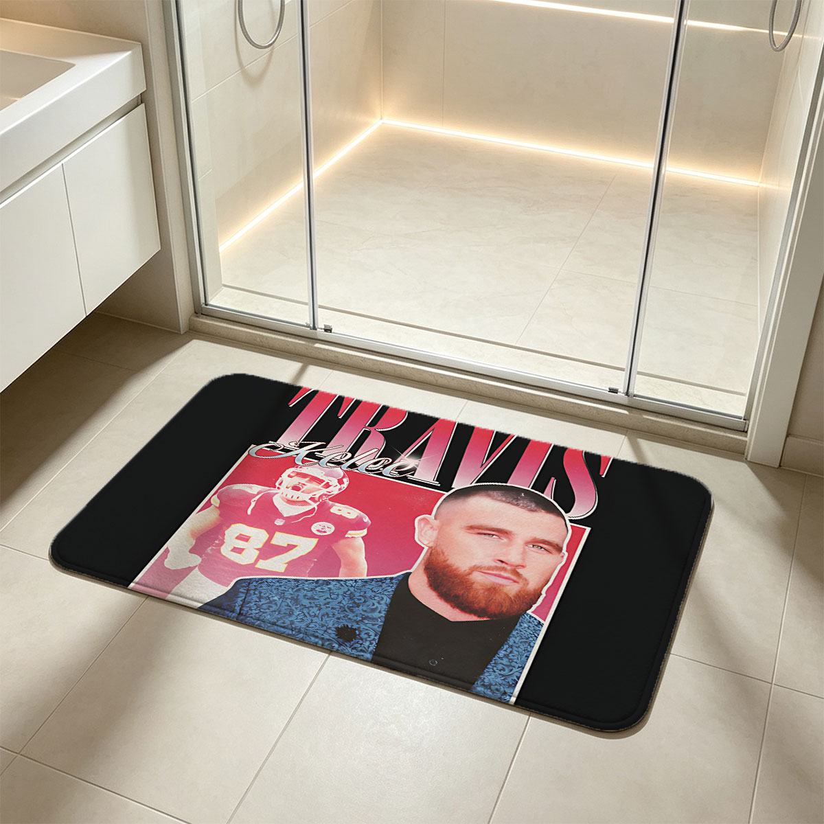Travis Kelce: NFL Star and Celebrity Persona - Flannel floor mat