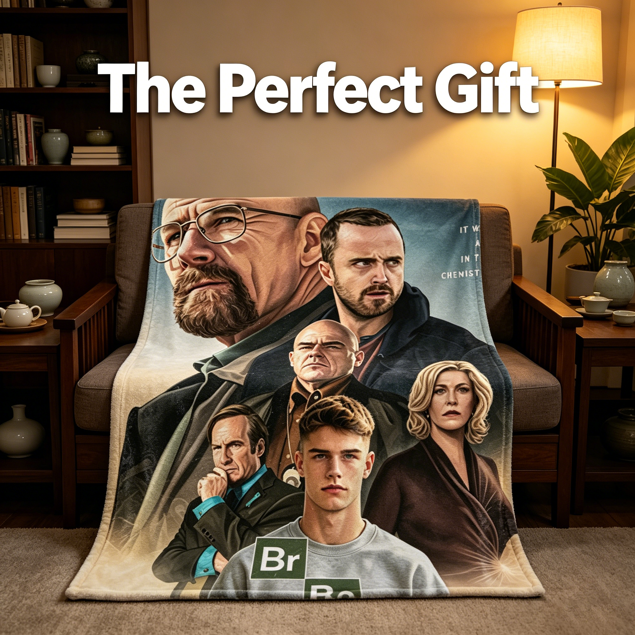 Custom Face Blanket Breaking Bad TV Show Characters Flannel Blanket for Couch, Bed, or Travel – Perfect Gift or Giveaway for Fans