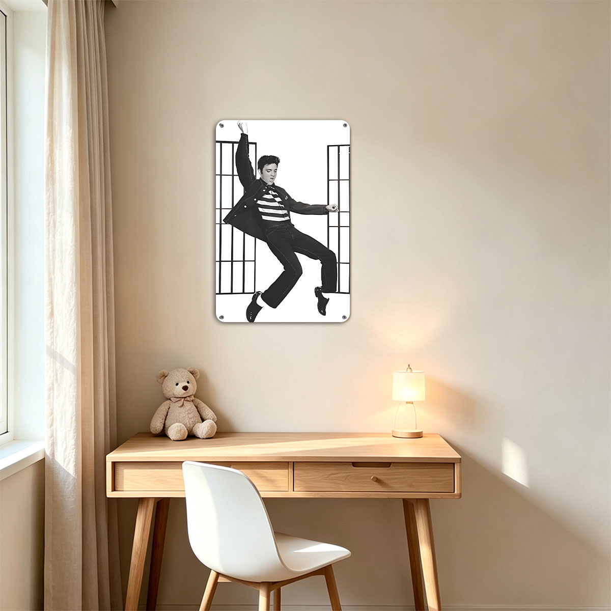 Elvis Presley in Jailhouse Rock Pose with Bars - painting