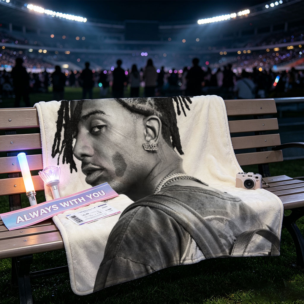 Lil Durk in a Side Profile Pose with Dreads and Gucci Backpack in Black and White Photo - Blankets